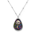Colorful Sloth Oval Necklace — Cute Rainbow Sloth Teardrop Pendant