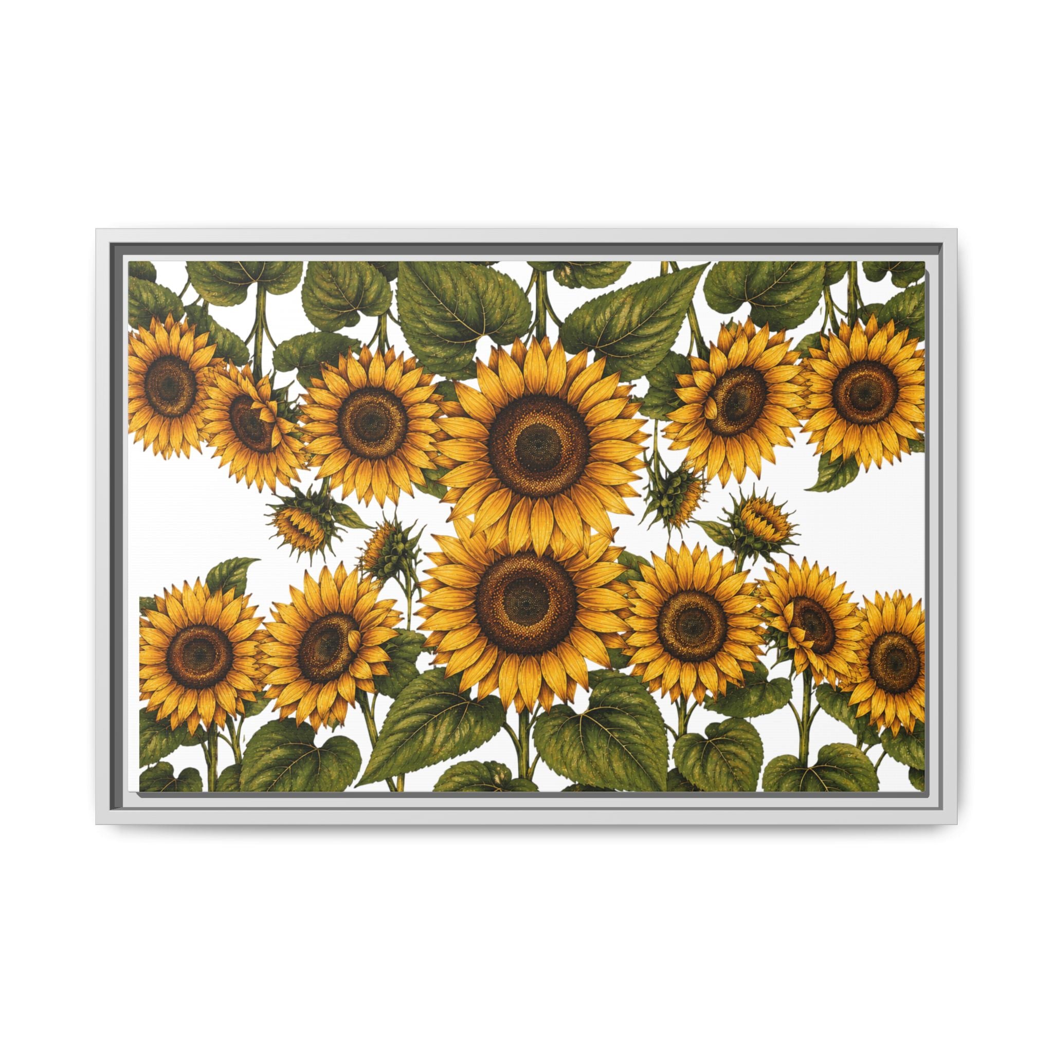 Framed Sunflower Canvas Print — Matte Floral Wall Art