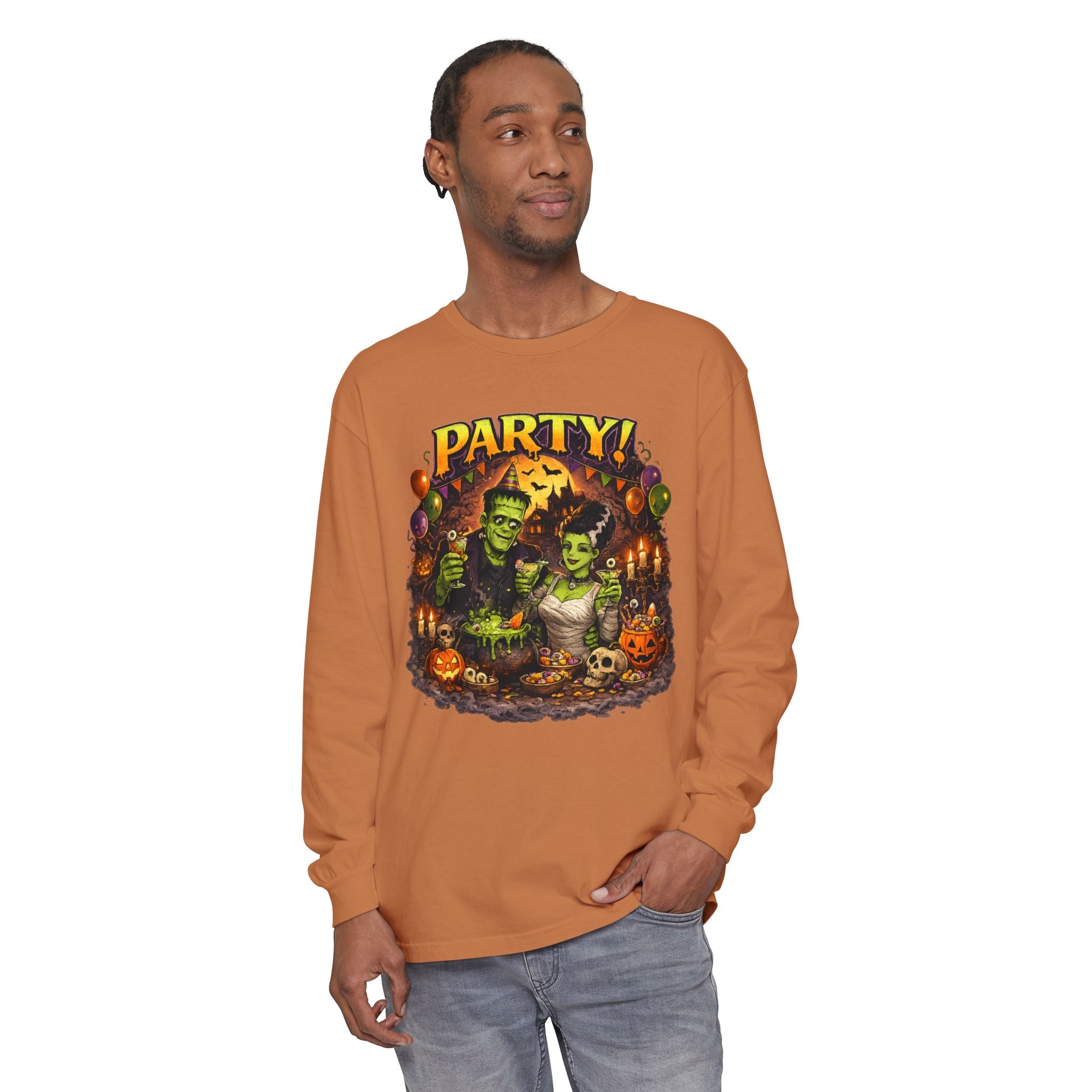 Mr. & Mrs. Frankenstein Halloween Monster Party Long Sleeve T-Shirt