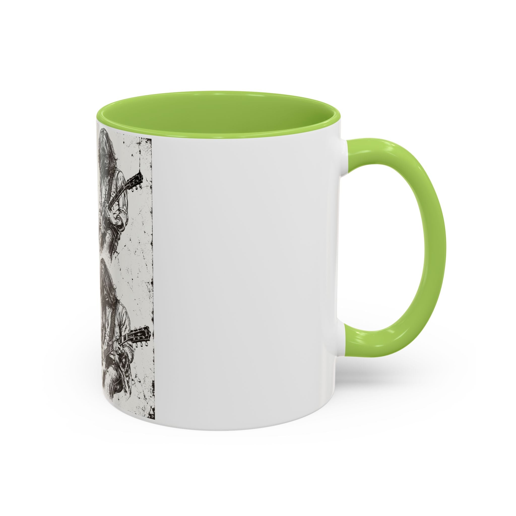 Rock Guitarist Sketch Accent Coffee Mug — Vintage Band Art 11/15oz