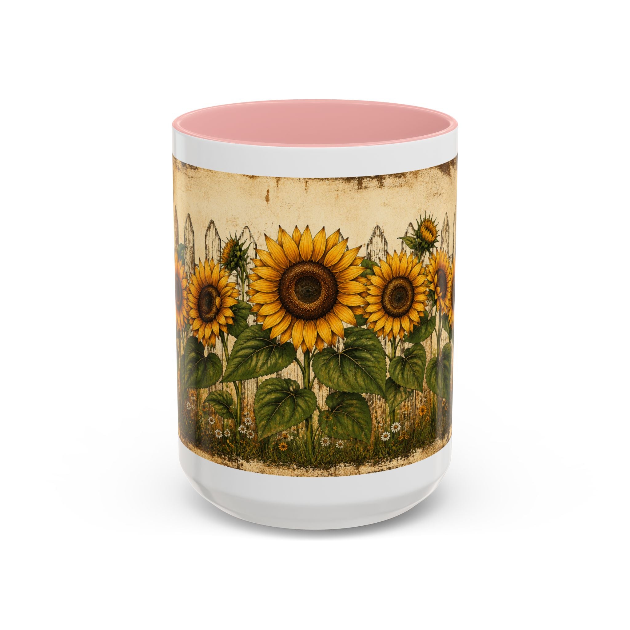 Sunflower Garden Coffee Mug — Vintage Farmhouse Floral Accent Mug