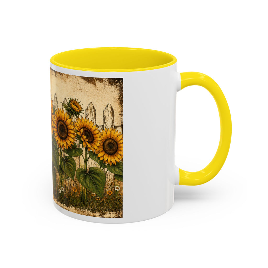 Sunflower Garden Coffee Mug — Vintage Farmhouse Floral Accent Mug