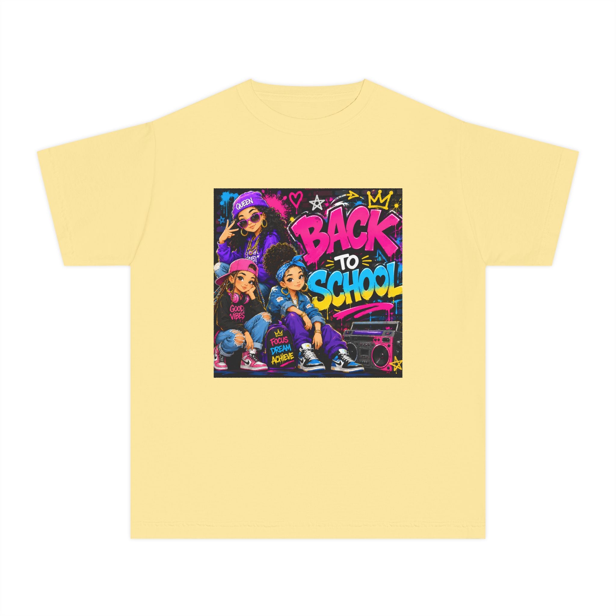 Back to School Youth Tee — Retro Hip-Hop Graphic with Custom Name