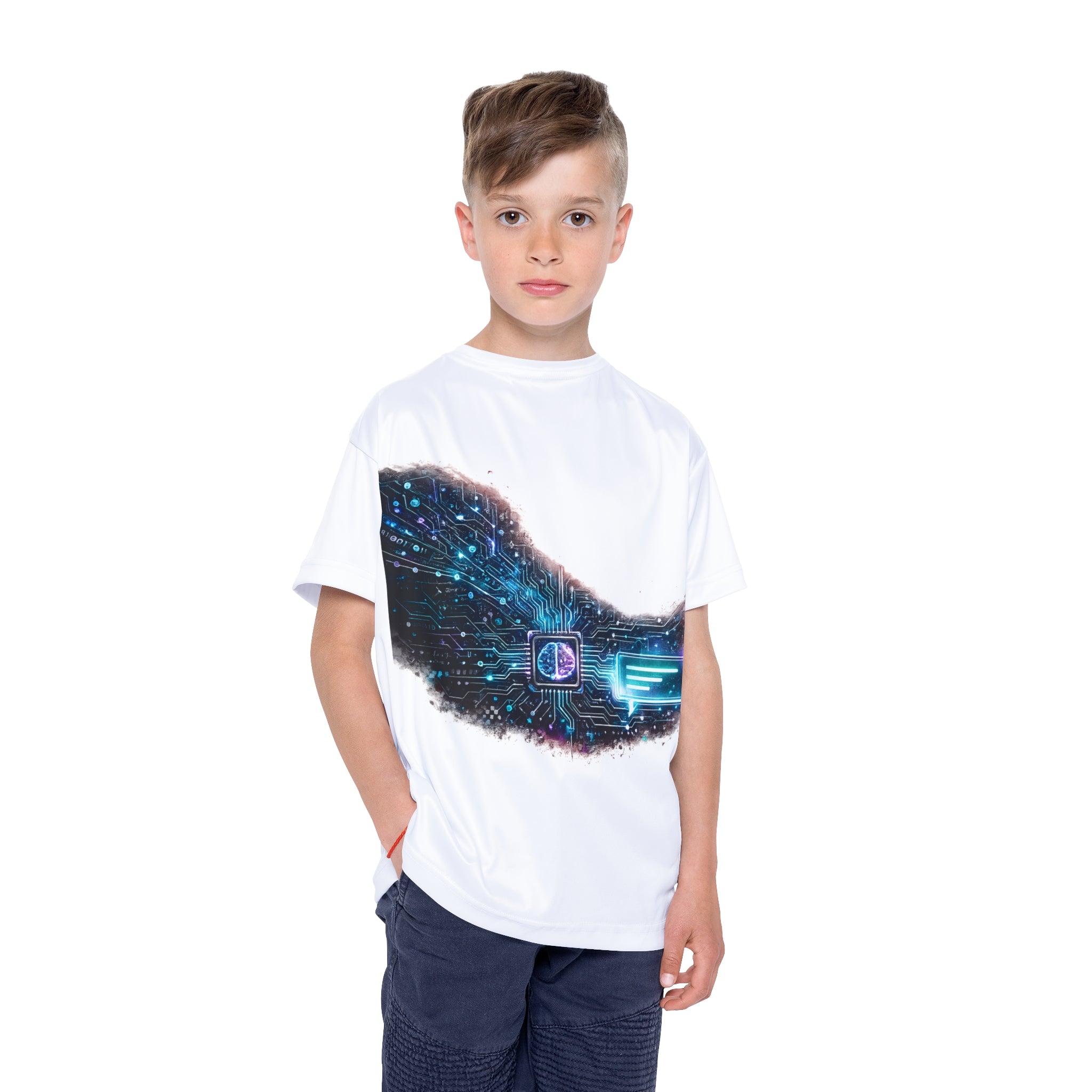 Kids Tech Circuit Sports Jersey — Futuristic Gamer Athletic Tee
