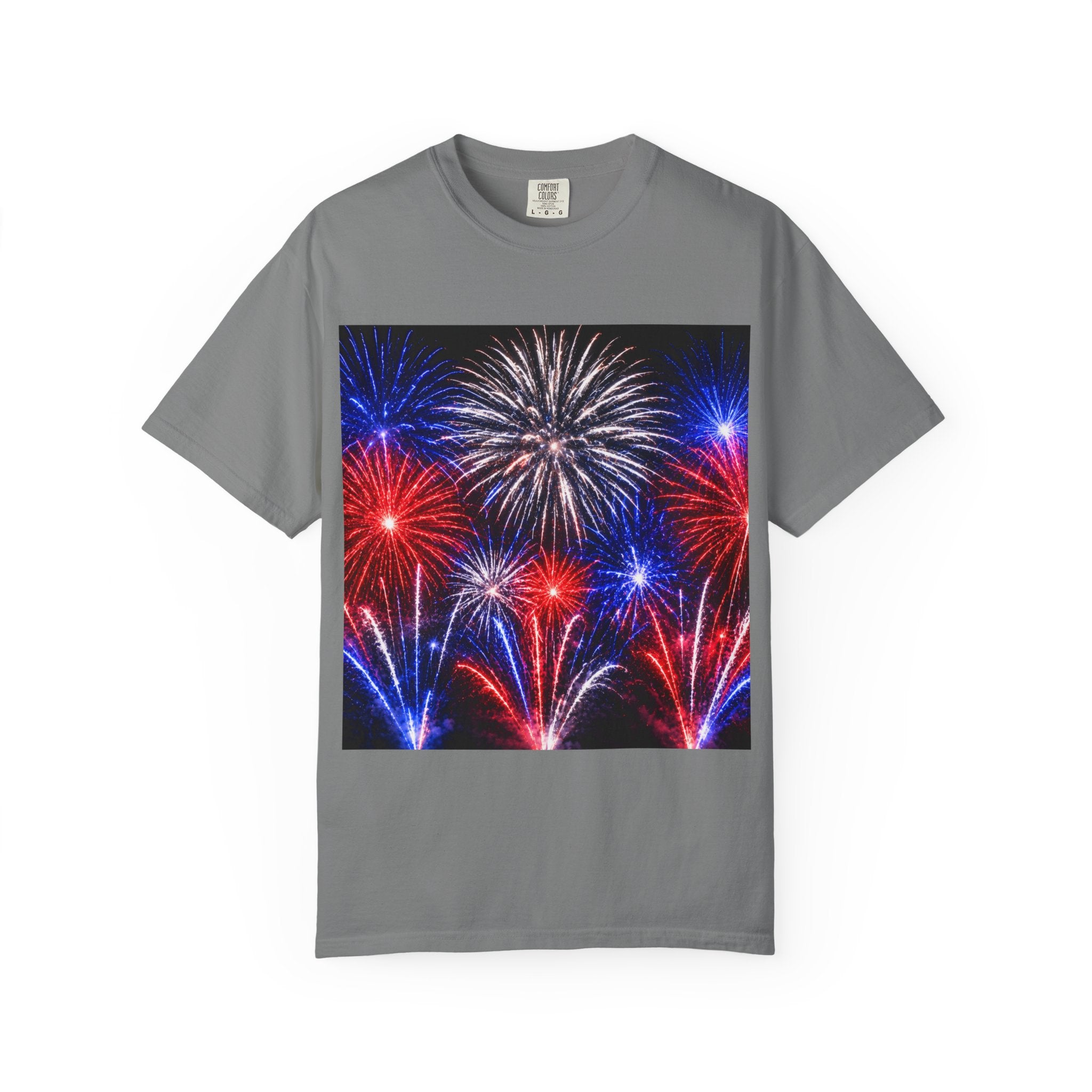 Fireworks Celebration T-Shirt — Red, White & Blue Festival Graphic