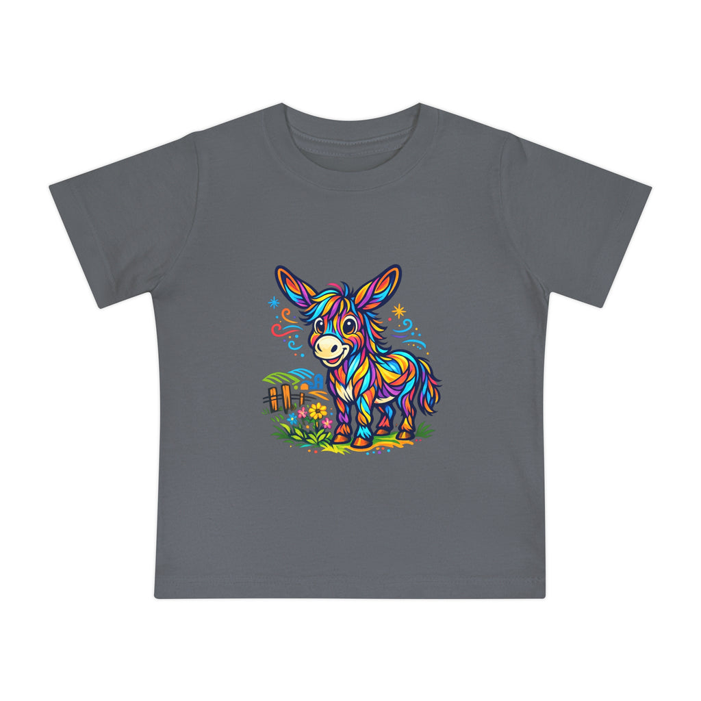 Baby T-Shirt — Colorful Rainbow Donkey Cute Farm Animal Tee for Infants
