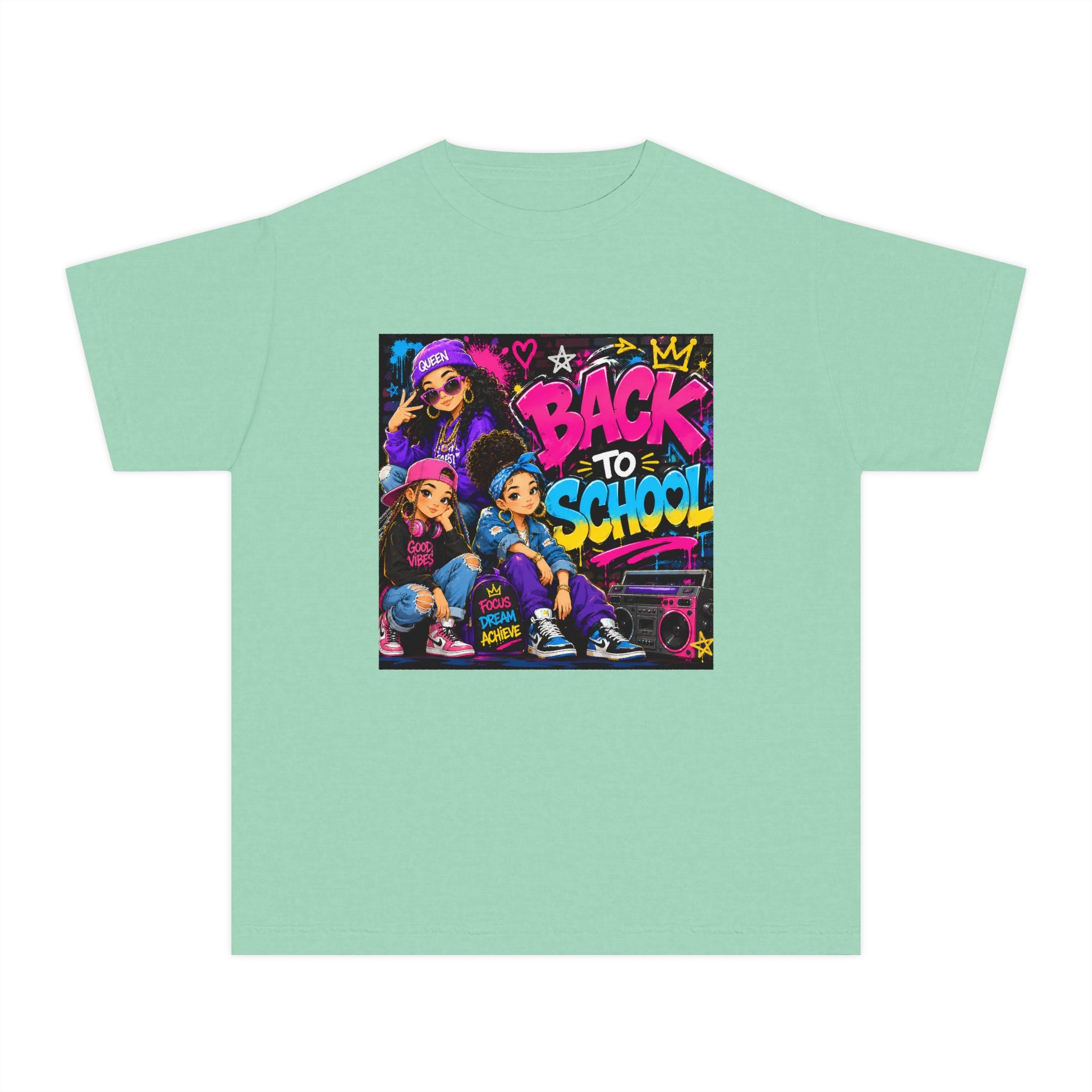 Back to School Youth Tee — Retro Hip-Hop Graphic with Custom Name