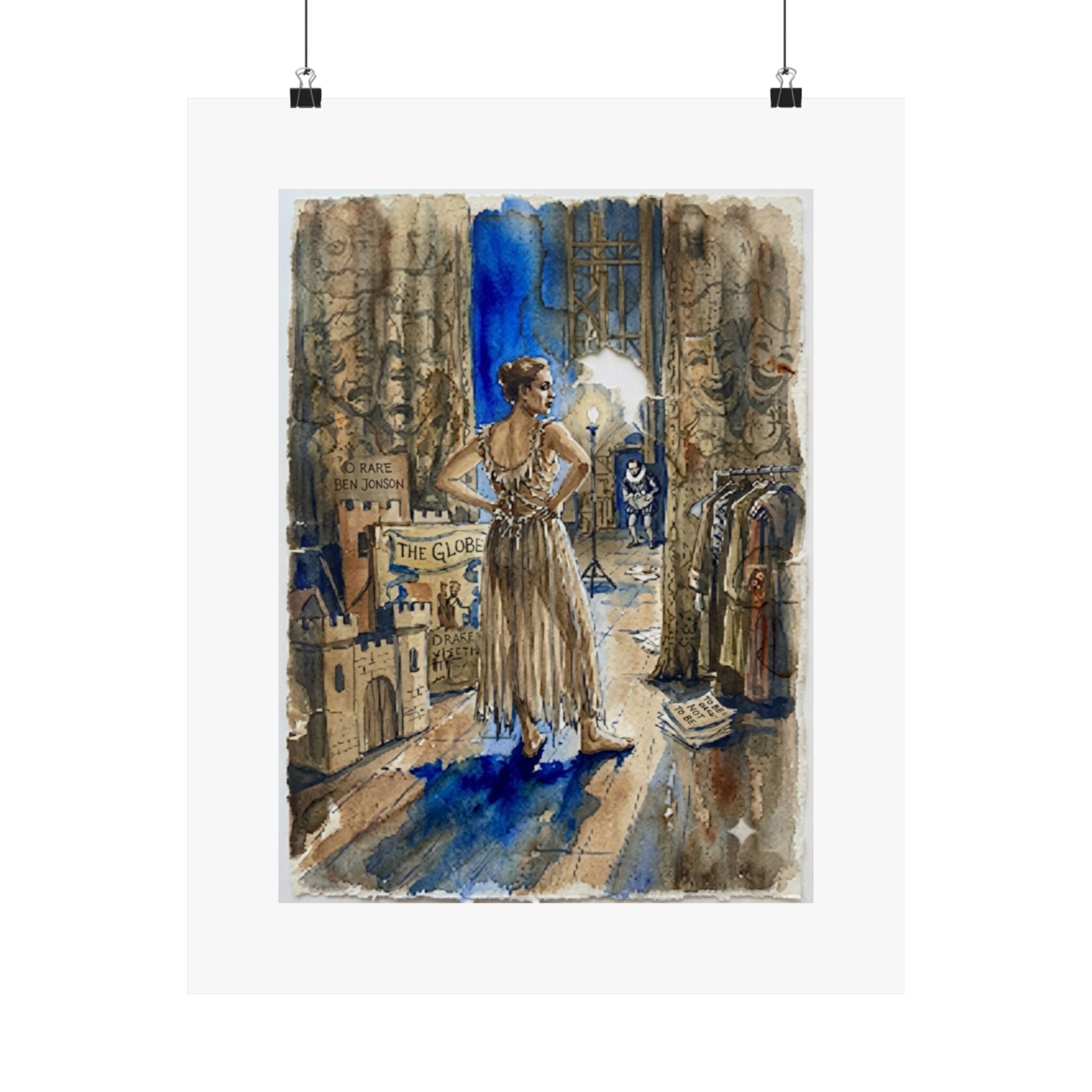 Theatre Backstage Poster — Vintage Actress Matte Vertical Art Print