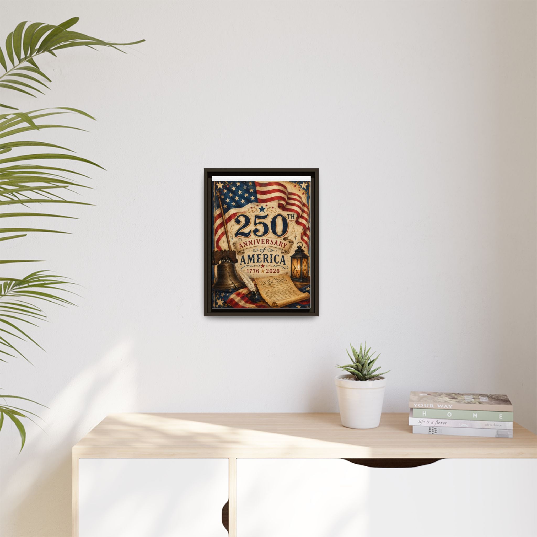250th Anniversary of America Framed Canvas Print — Patriotic 1776–2026 Wall Art
