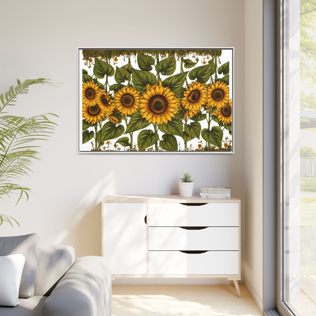 Framed Sunflower Canvas Print — Matte Floral Wall Art