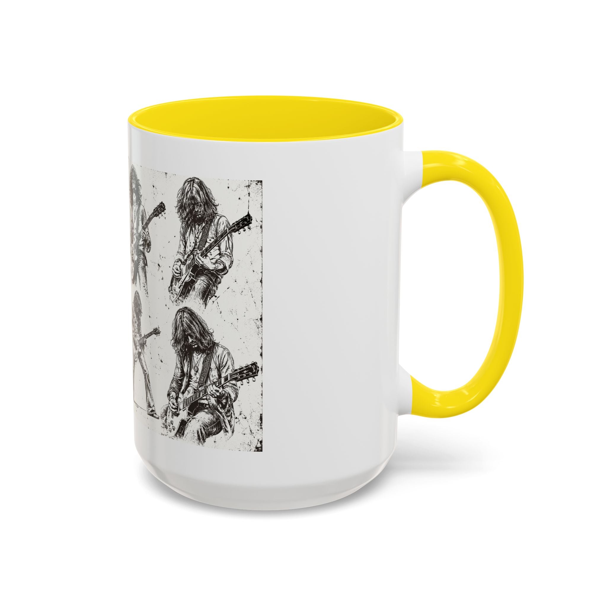 Rock Guitarist Sketch Accent Coffee Mug — Vintage Band Art 11/15oz