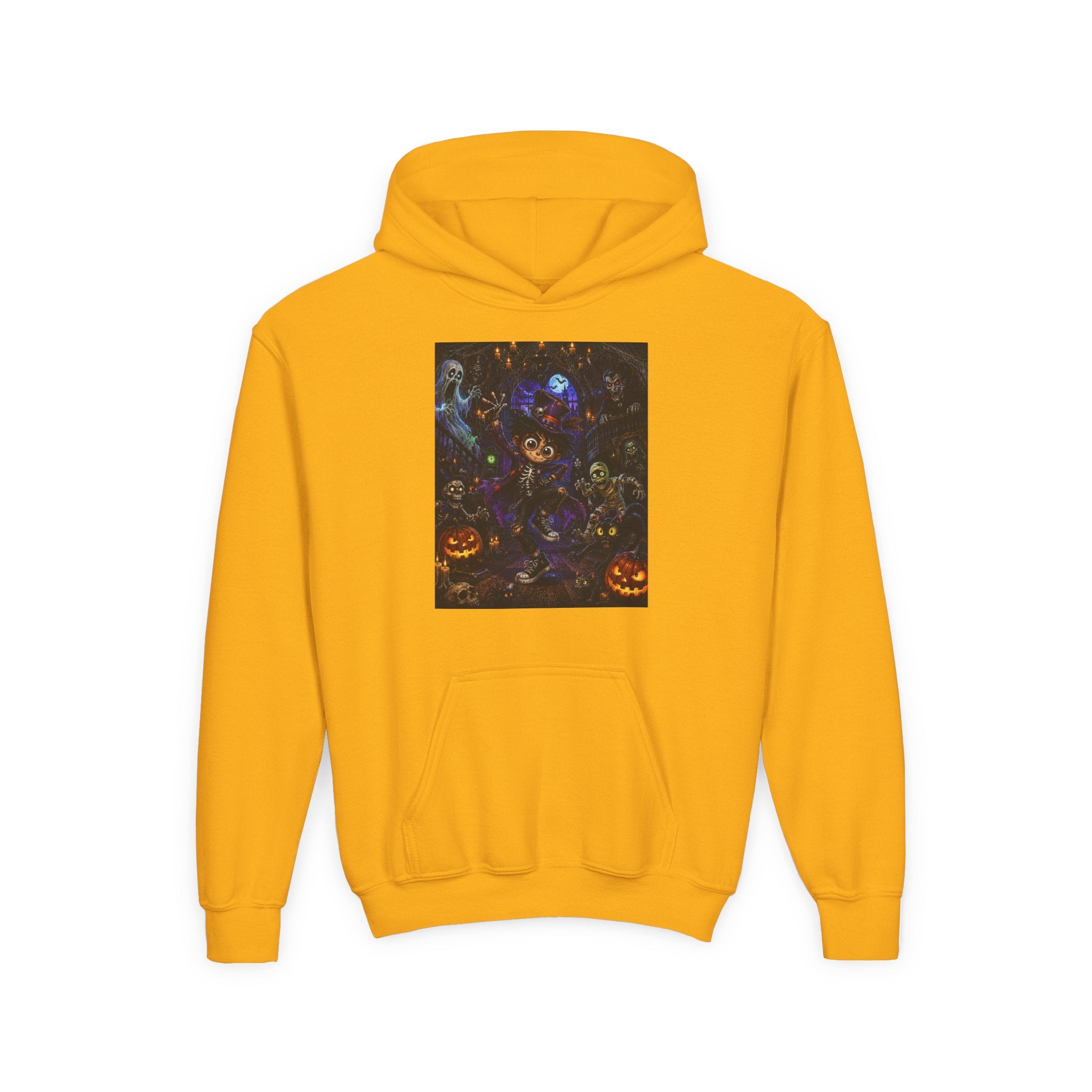 Youth Hoodie - Spooky Magician Halloween Jack-o'-Lantern Galaxy Design
