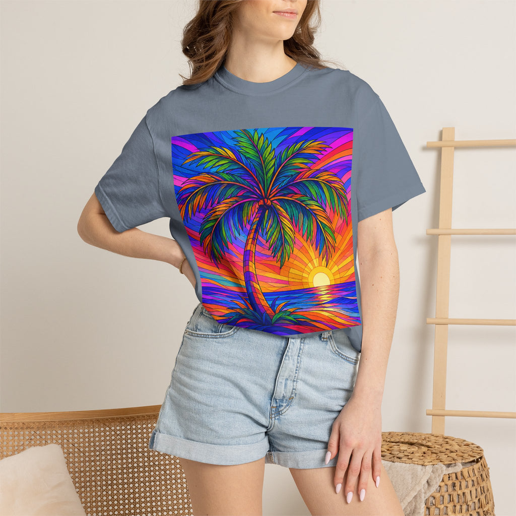 Sunset Palm T-Shirt — Vibrant Tropical Beach Tee