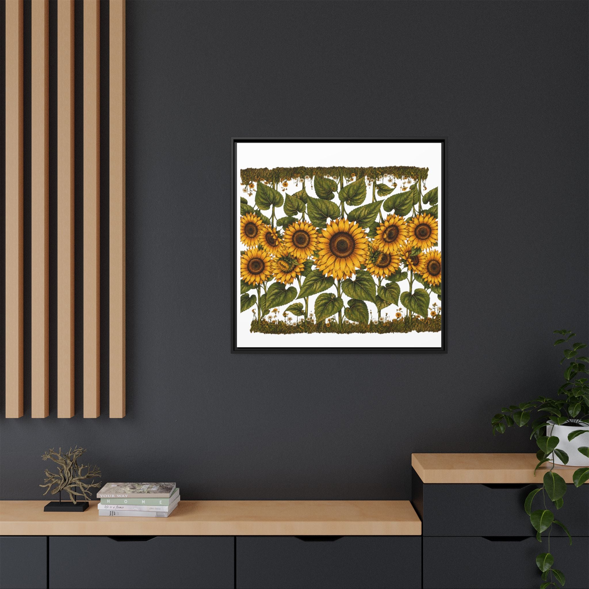 Framed Sunflower Canvas Print — Matte Floral Wall Art