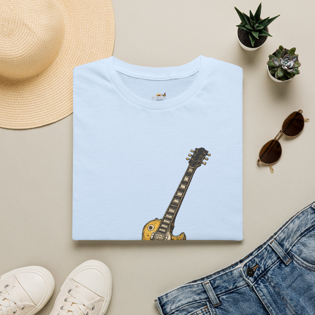 Guitar Illustration T-Shirt — Vintage Les Paul Graphic Tee for Music Lovers