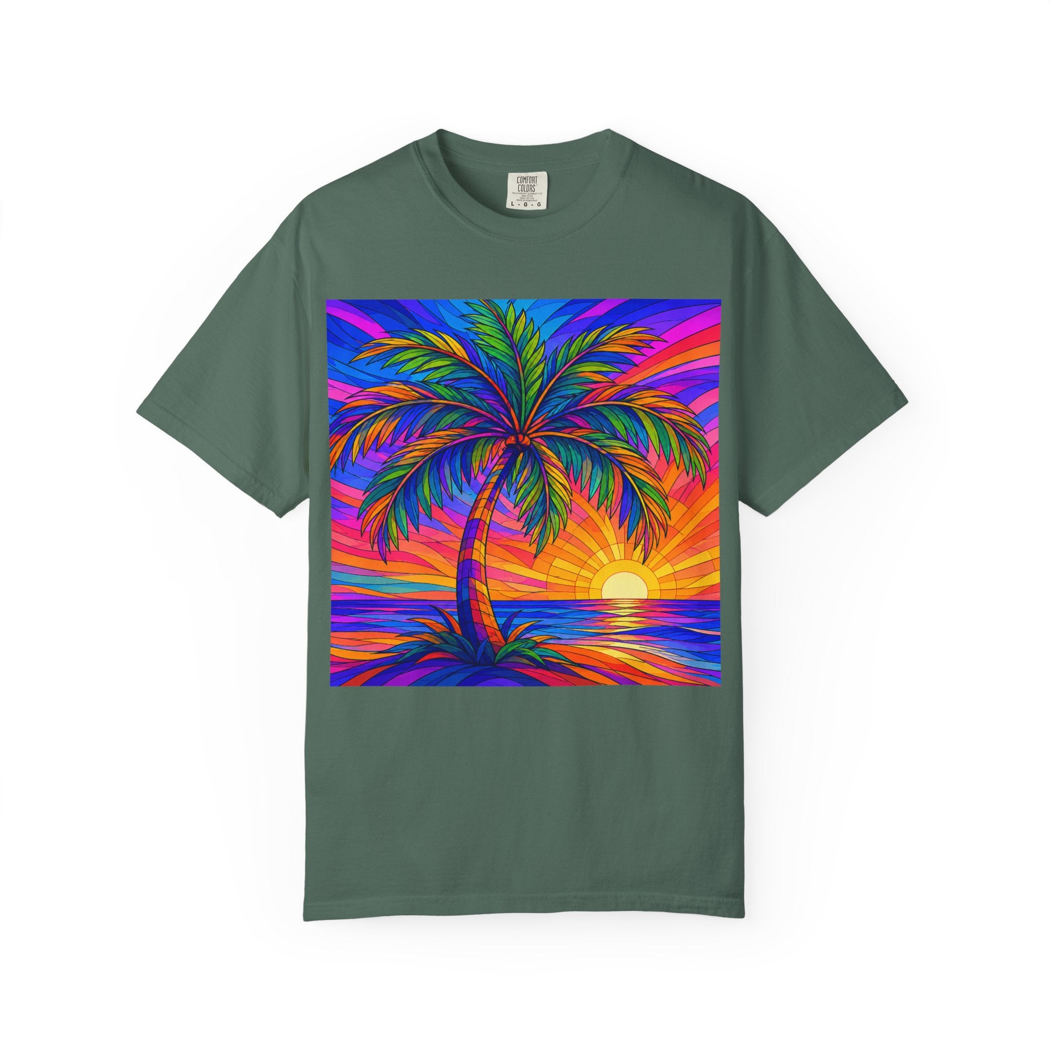 Sunset Palm T-Shirt — Vibrant Tropical Beach Tee