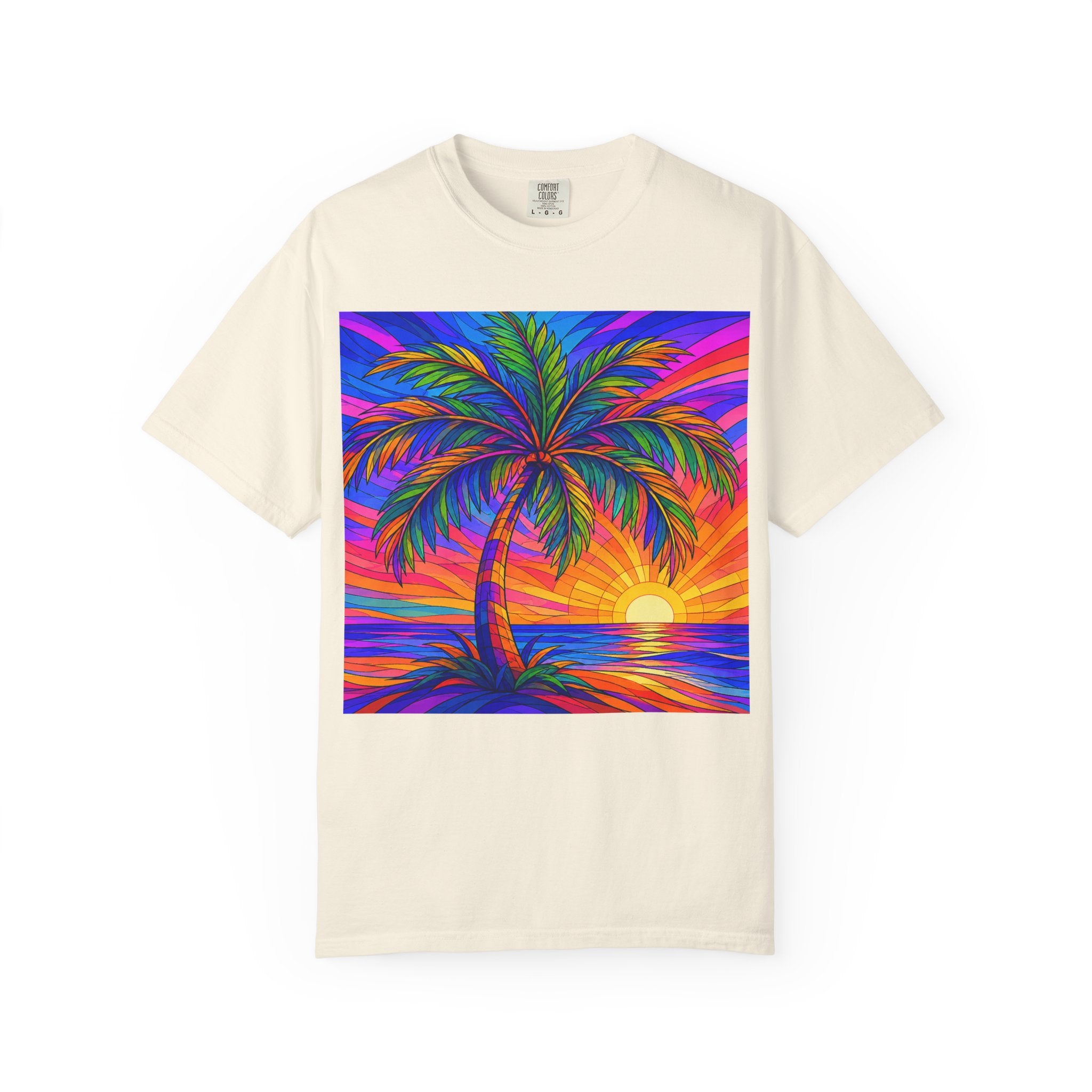 Sunset Palm T-Shirt — Vibrant Tropical Beach Tee