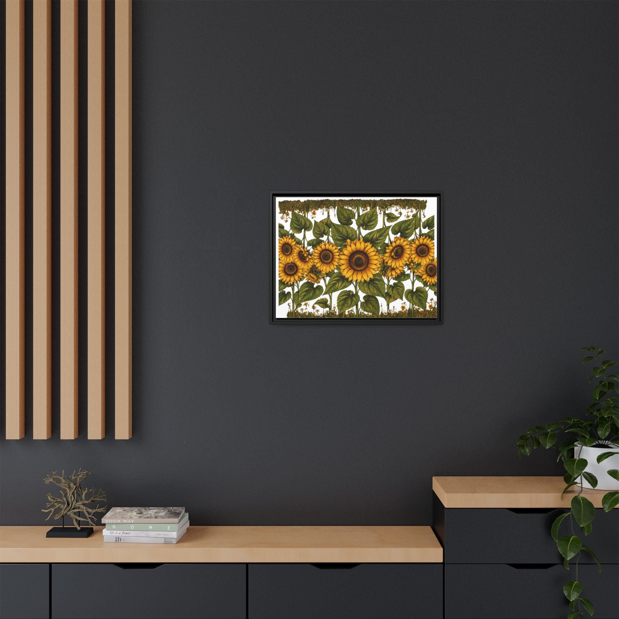 Framed Sunflower Canvas Print — Matte Floral Wall Art