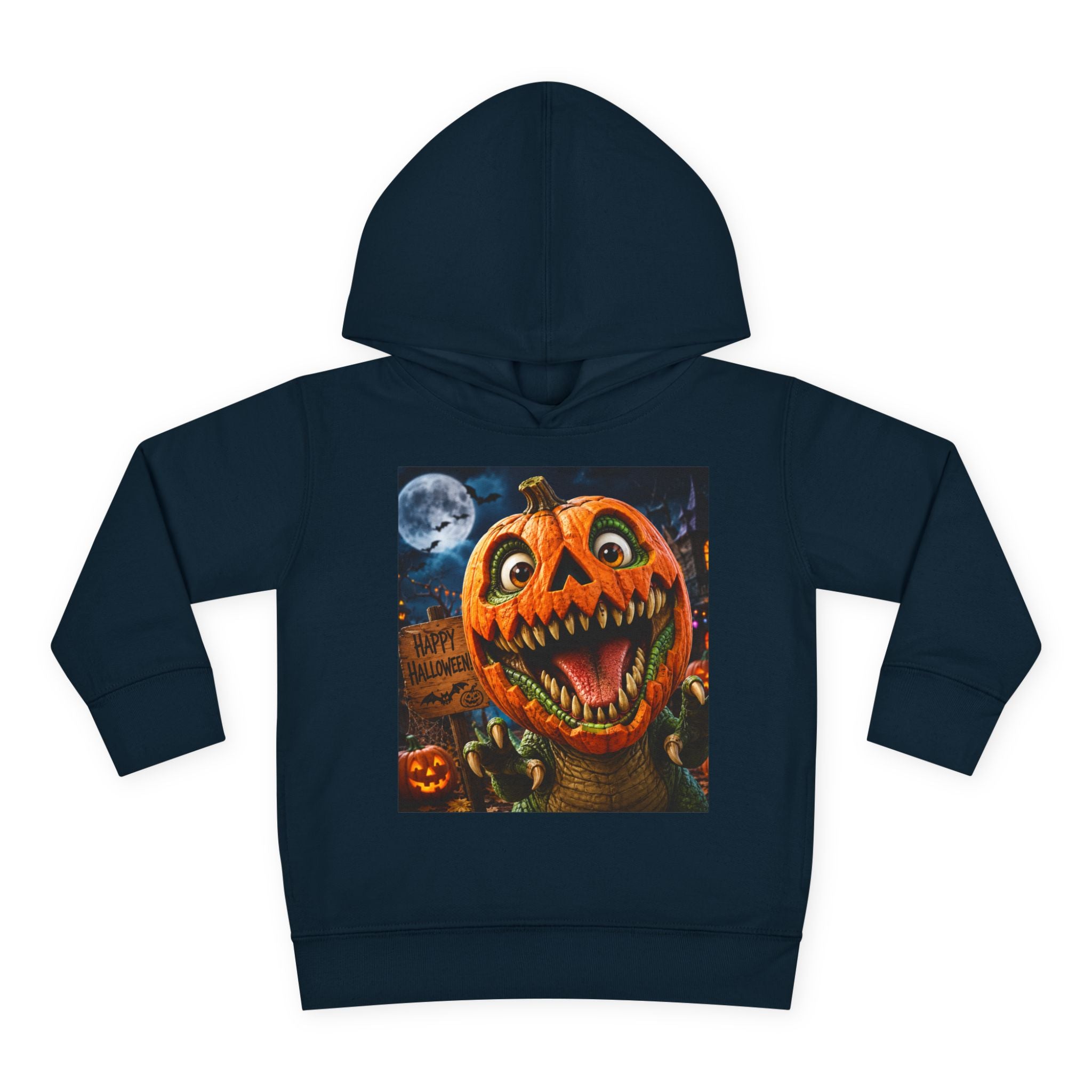 Halloween Toddler Hoodie — Dinosaur Creepy Jack-O'-Lantern Pumpkin Halloween Pullover