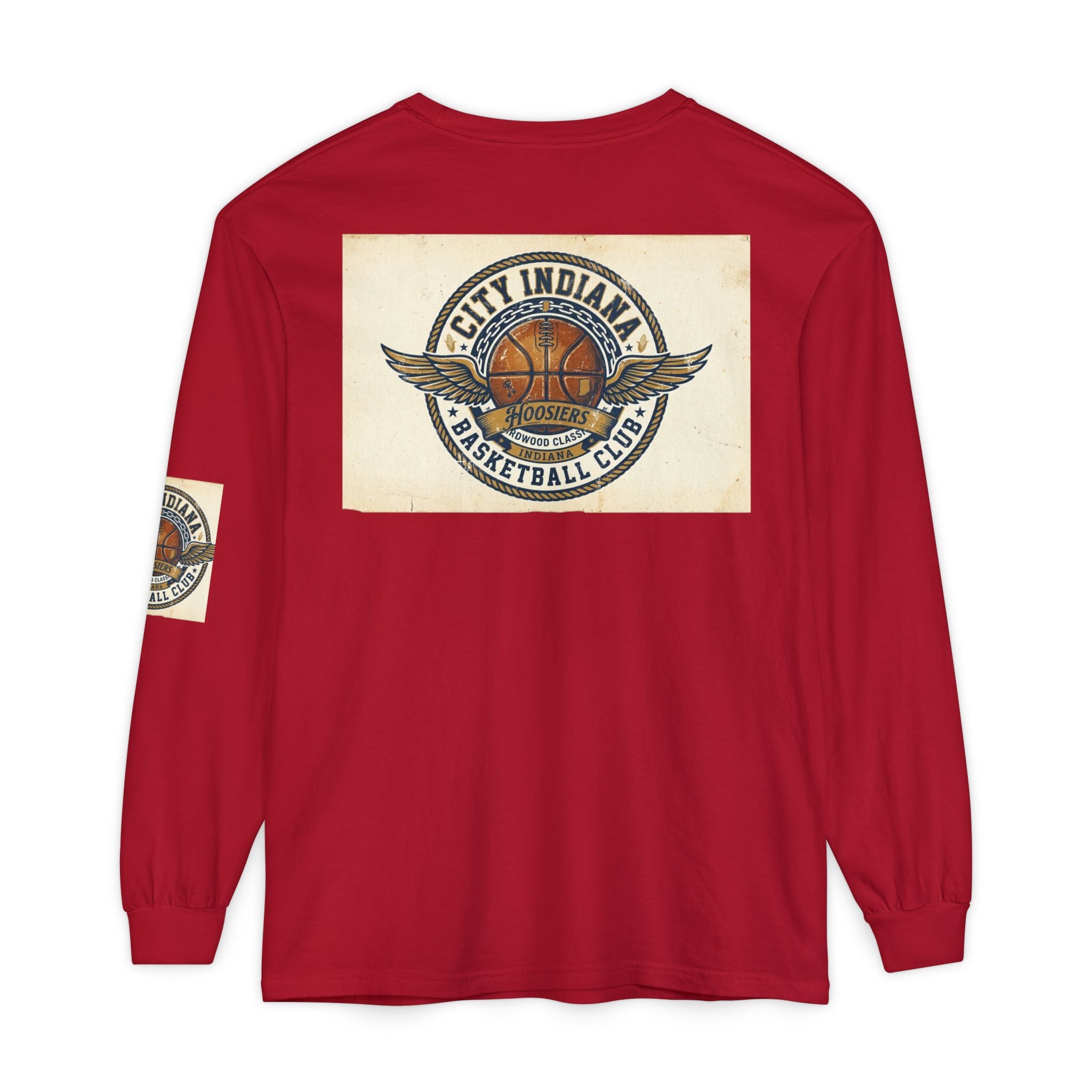 Basketball Club Long Sleeve Tee — City Indiana Winged Ball Graphic