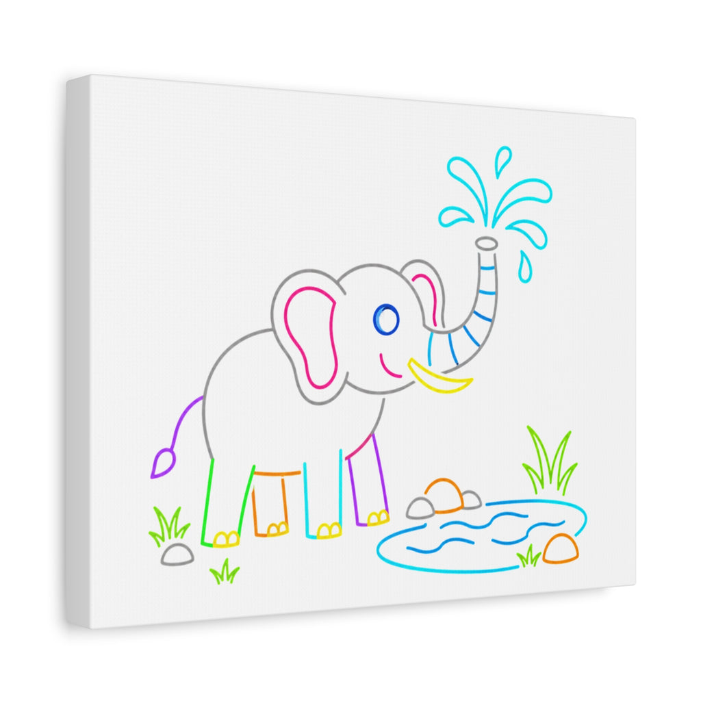 Cute Neon Elephant Canvas Print — Kids Nursery Wall Art
