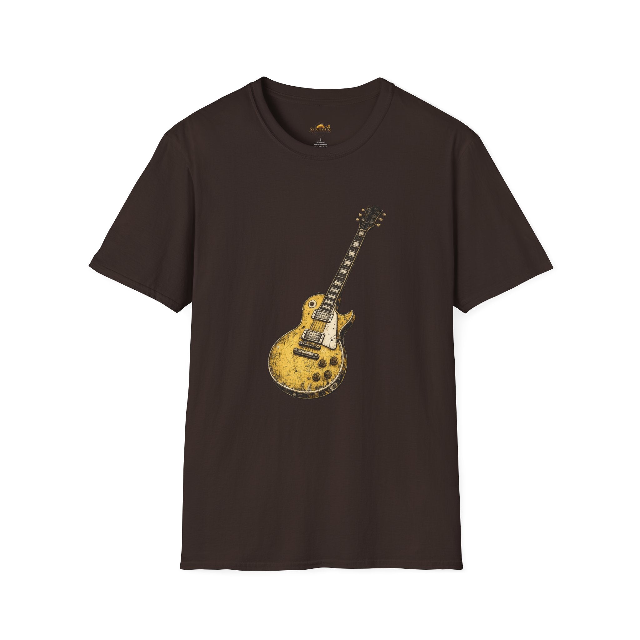 Guitar Illustration T-Shirt — Vintage Les Paul Graphic Tee for Music Lovers