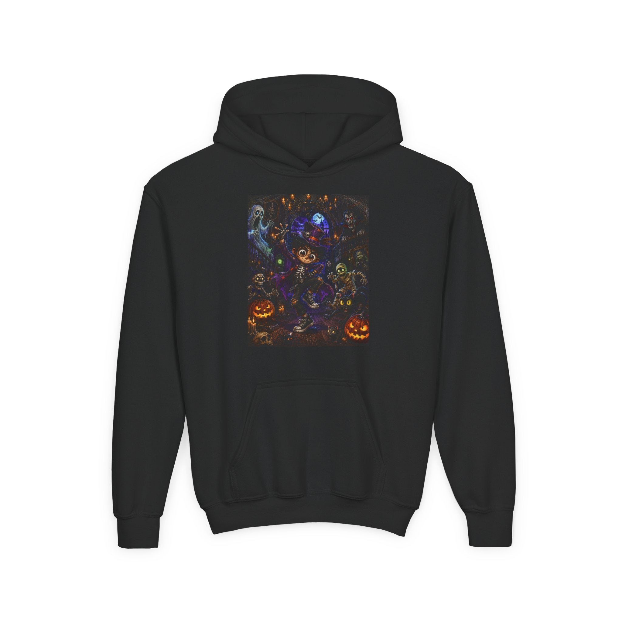Youth Hoodie - Spooky Magician Halloween Jack-o'-Lantern Galaxy Design