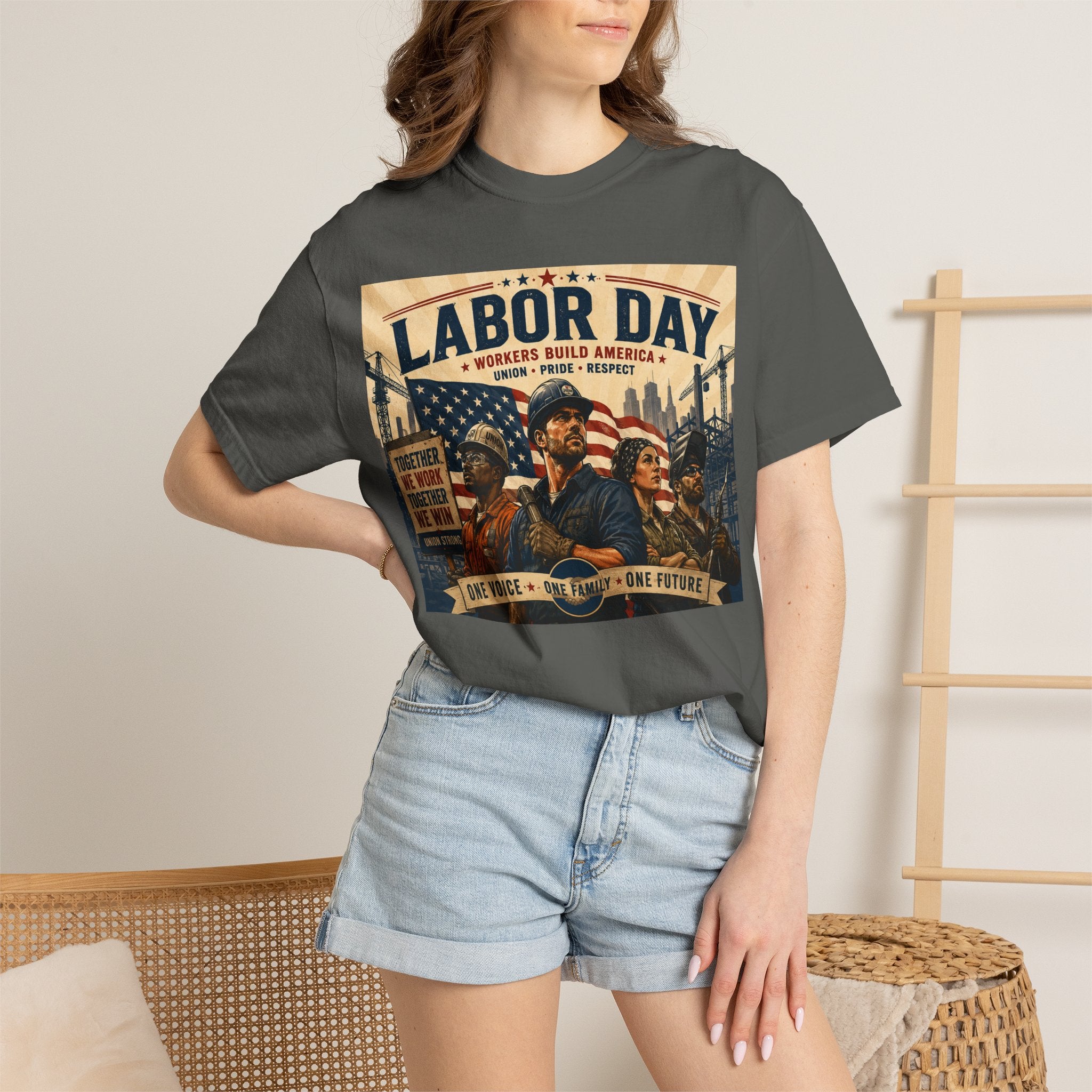 Labor Day T-Shirt — 'Thank a Union' Vintage Patriotic Tee
