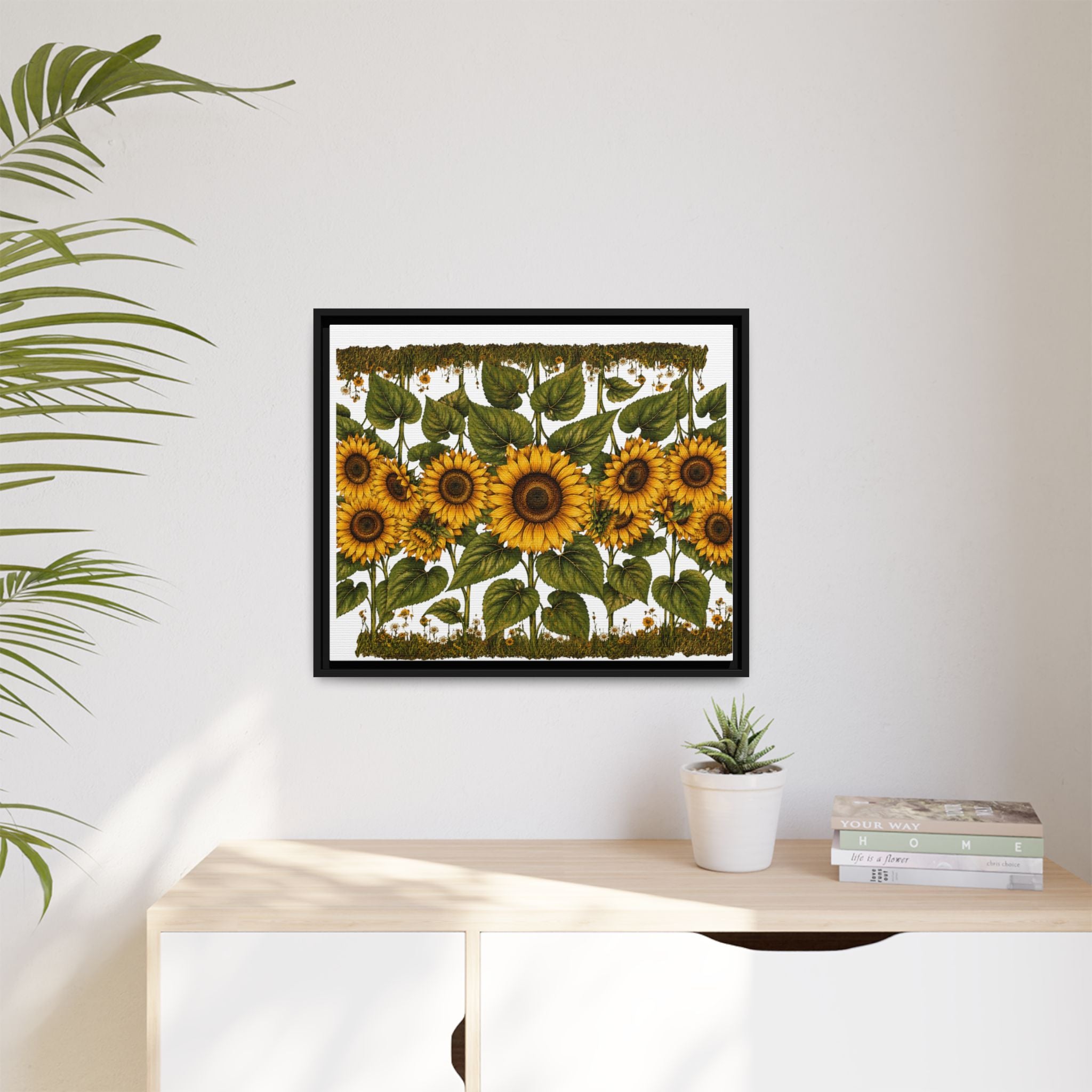 Framed Sunflower Canvas Print — Matte Floral Wall Art