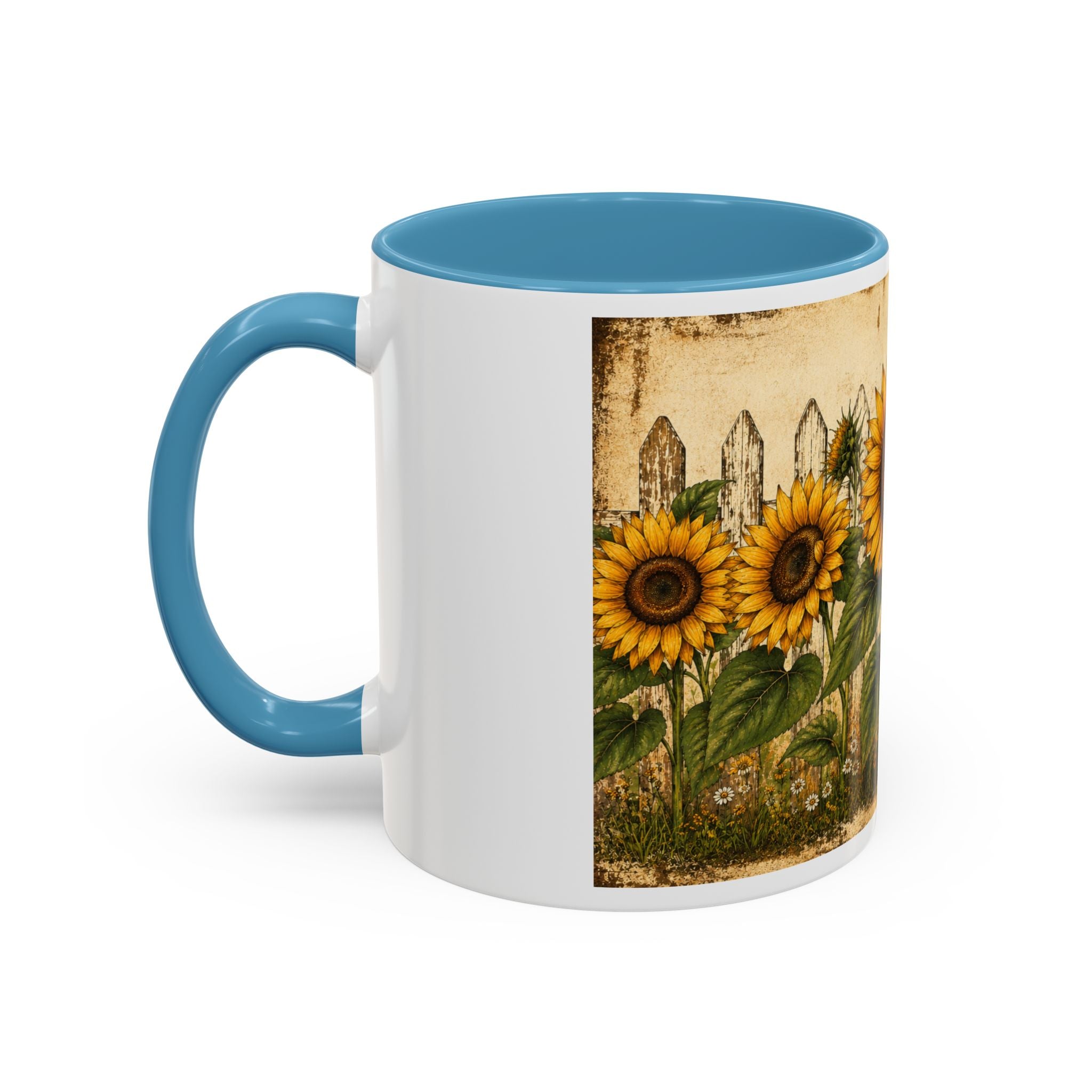 Sunflower Garden Coffee Mug — Vintage Farmhouse Floral Accent Mug