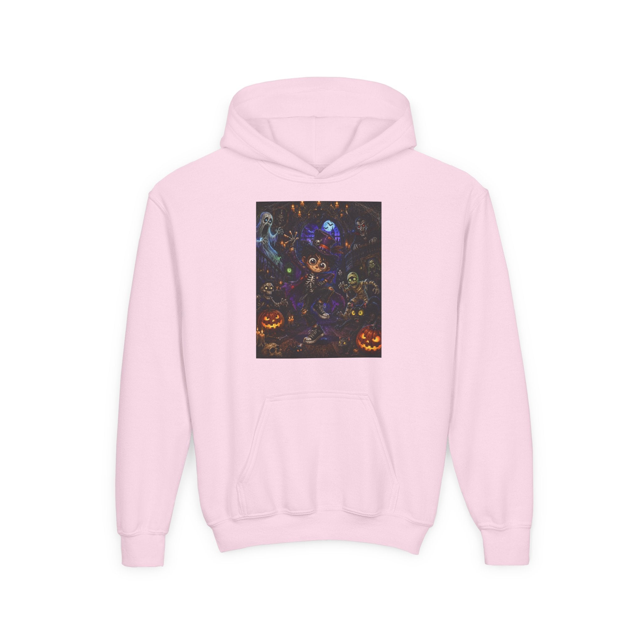 Youth Hoodie - Spooky Magician Halloween Jack-o'-Lantern Galaxy Design