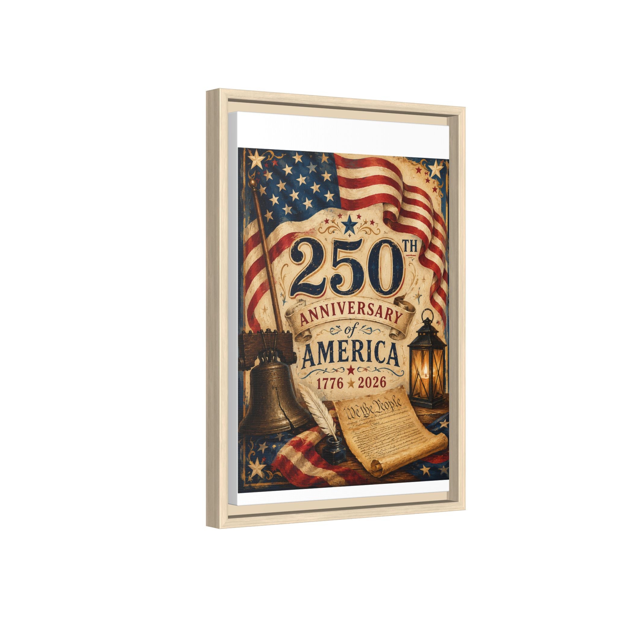 250th Anniversary of America Framed Canvas Print — Patriotic 1776–2026 Wall Art