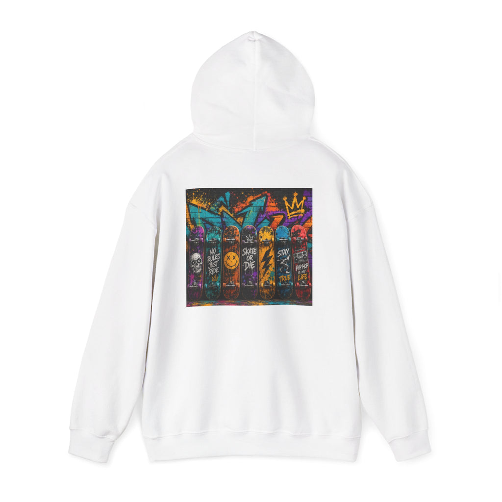 Skate Crew Graffiti Hoodie — Urban Skateboard Art Pullover