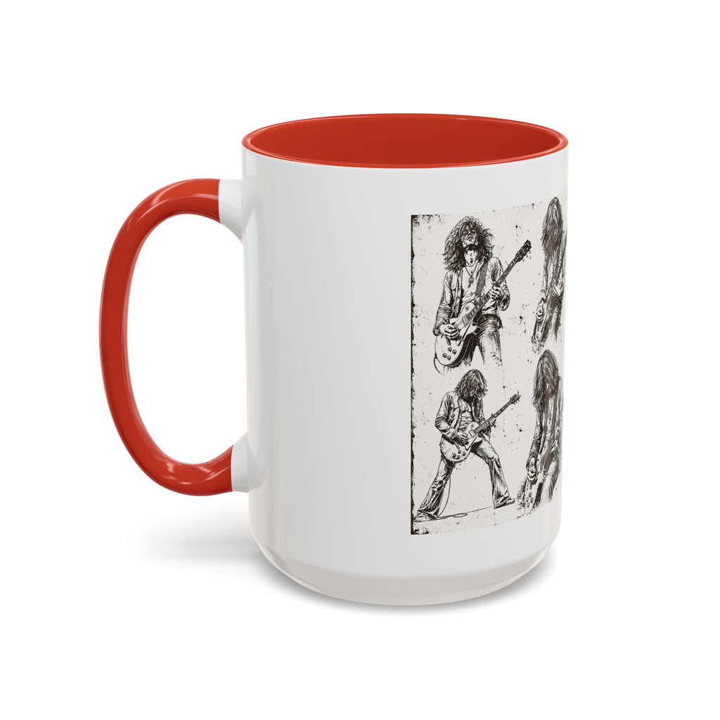 Rock Guitarist Sketch Accent Coffee Mug — Vintage Band Art 11/15oz