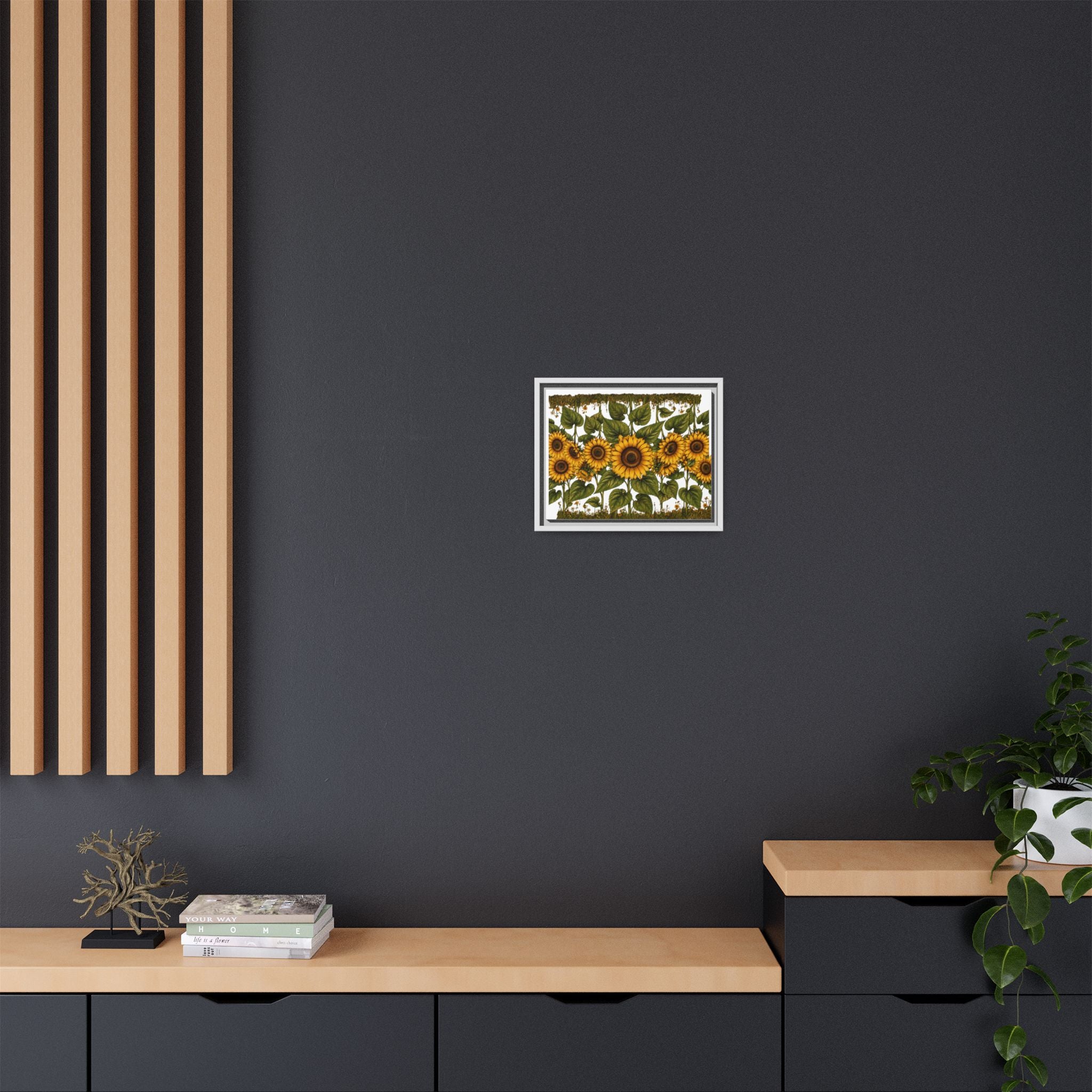 Framed Sunflower Canvas Print — Matte Floral Wall Art