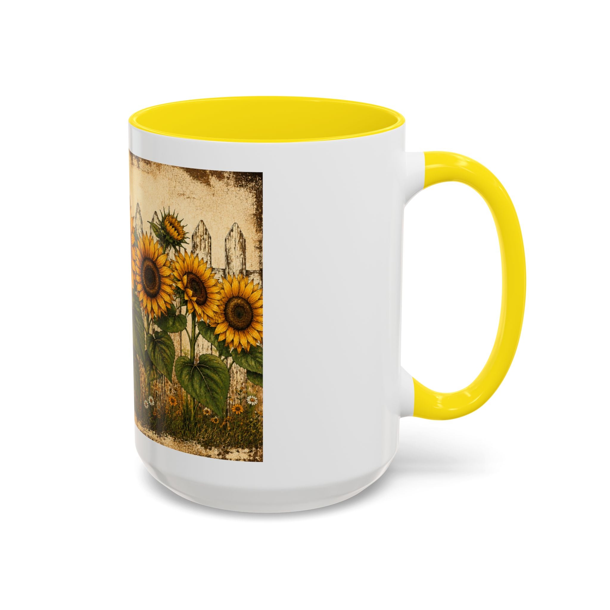 Sunflower Garden Coffee Mug — Vintage Farmhouse Floral Accent Mug