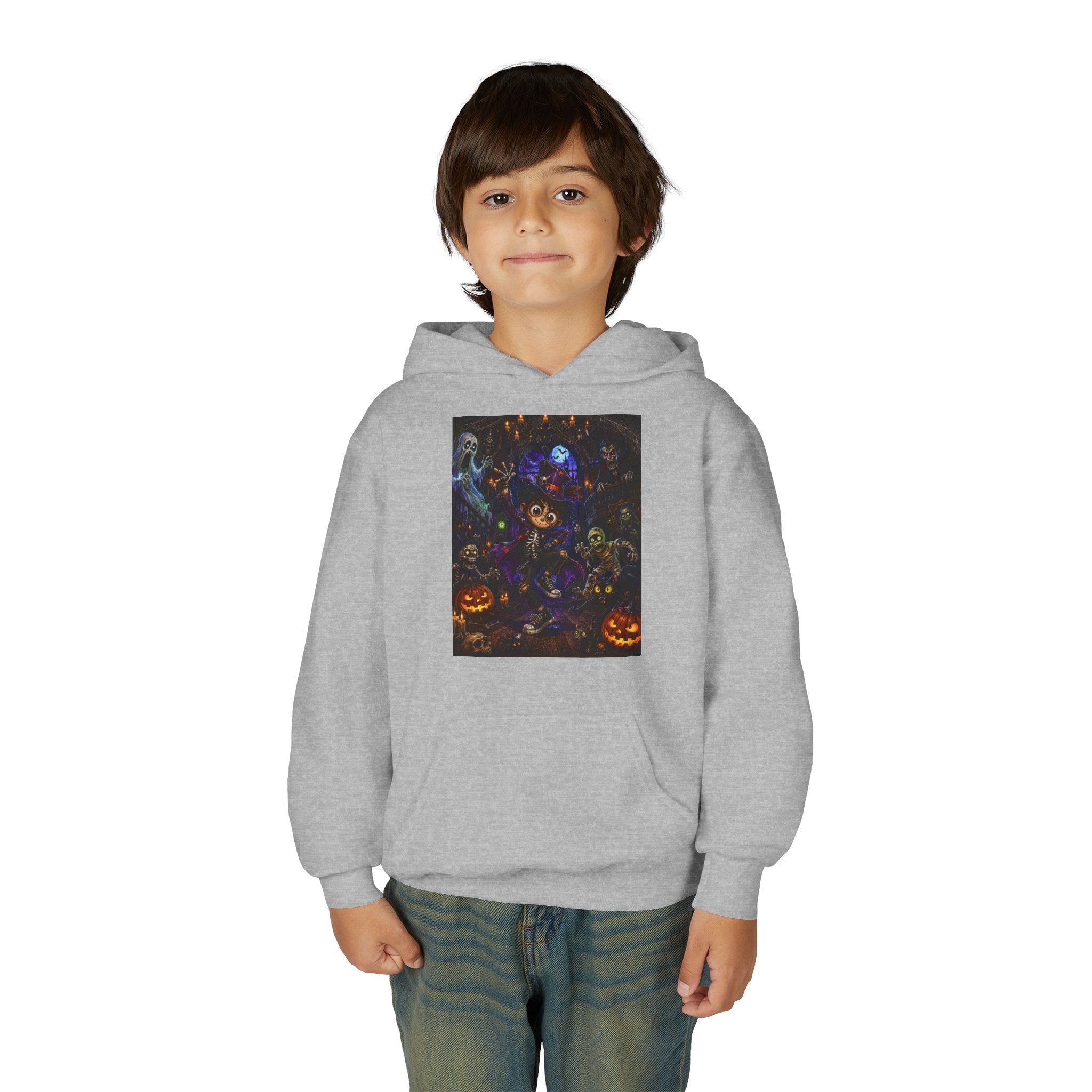 Youth Hoodie - Spooky Magician Halloween Jack-o'-Lantern Galaxy Design