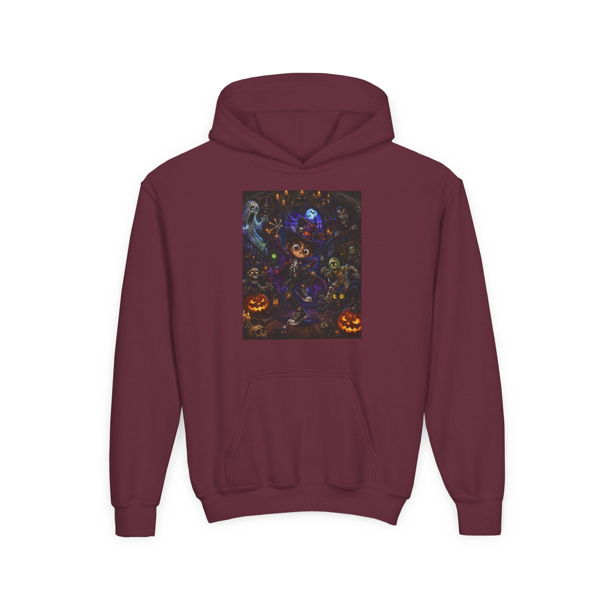 Youth Hoodie - Spooky Magician Halloween Jack-o'-Lantern Galaxy Design