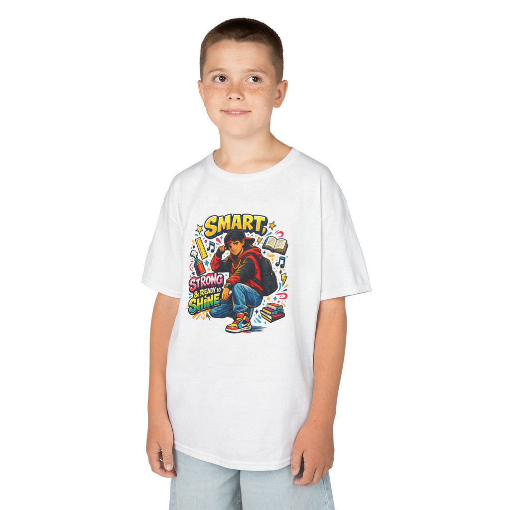 Kids Tee — "Smart, Strong, Ready to Shine" School Motivation Graphic