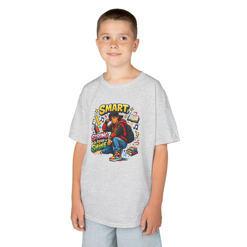 Kids Tee — "Smart, Strong, Ready to Shine" School Motivation Graphic