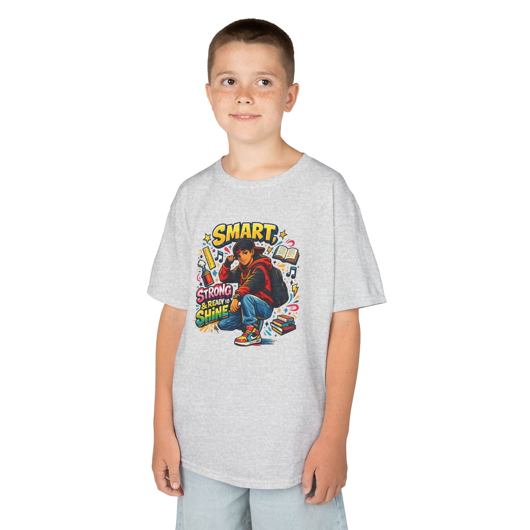 Kids Tee — "Smart, Strong, Ready to Shine" School Motivation Graphic