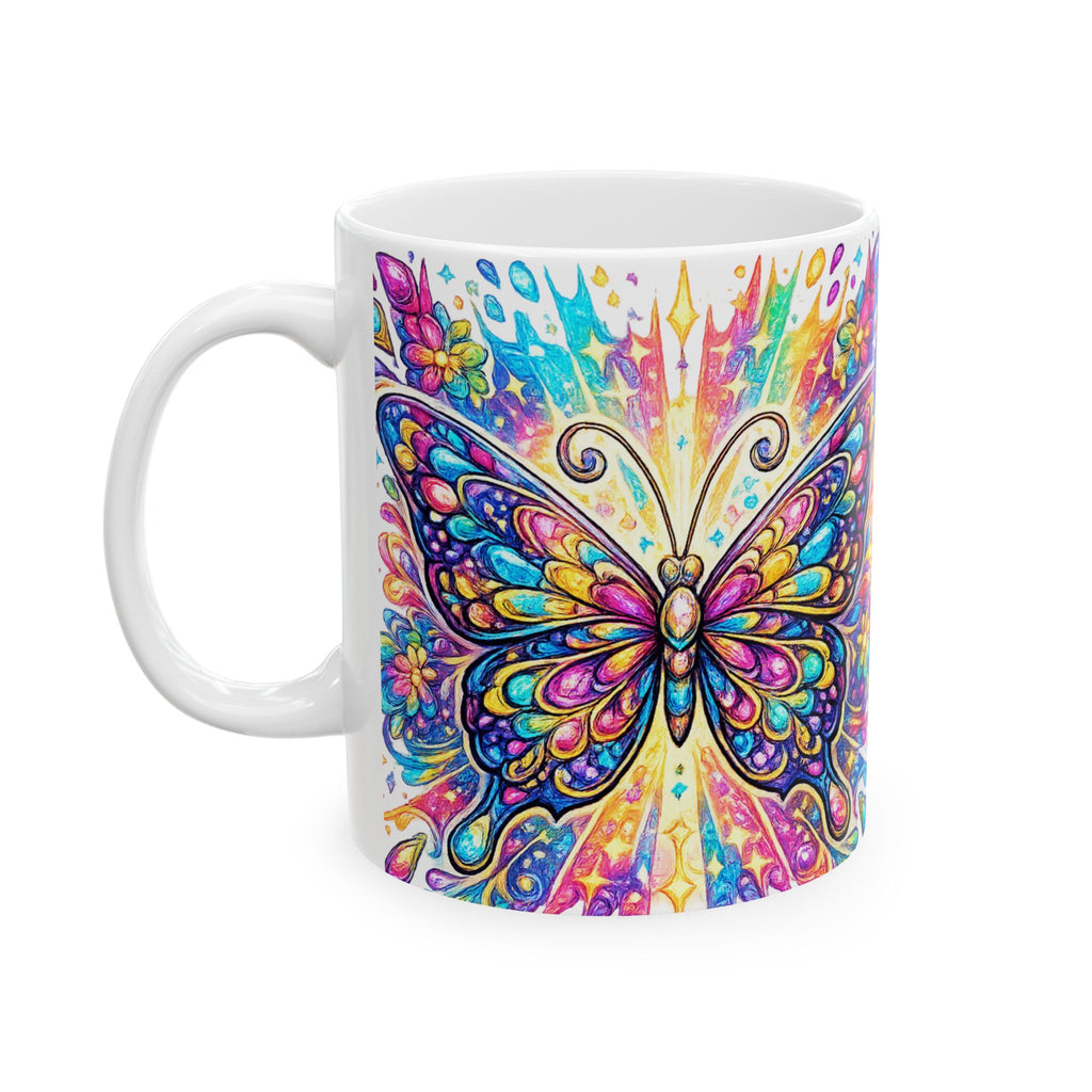 Colorful Butterfly Ceramic Mug — Vibrant Floral Boho 11oz/15oz