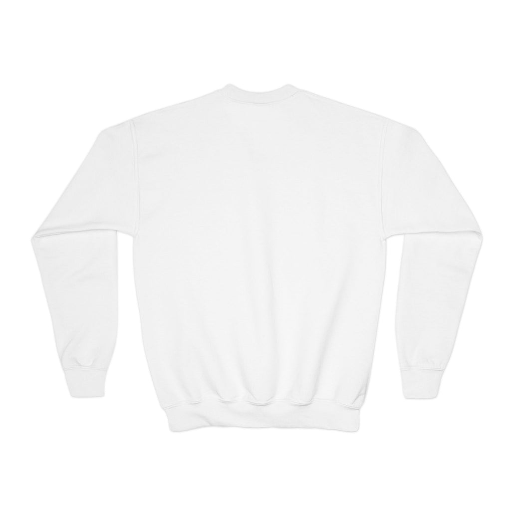Youth Crewneck Sweatshirt — "Smart, Strong & Brave" Colorful Skateboard Graphic