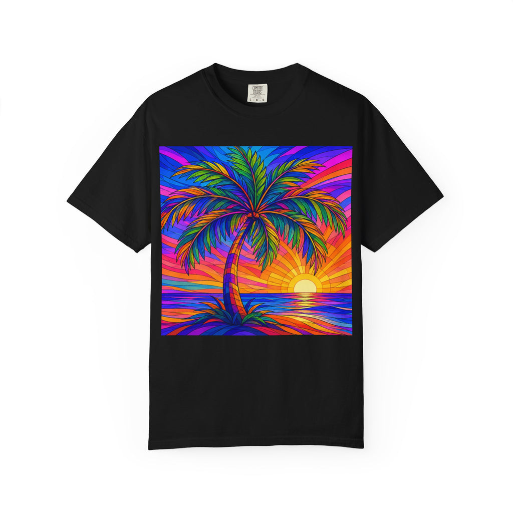 Sunset Palm T-Shirt — Vibrant Tropical Beach Tee