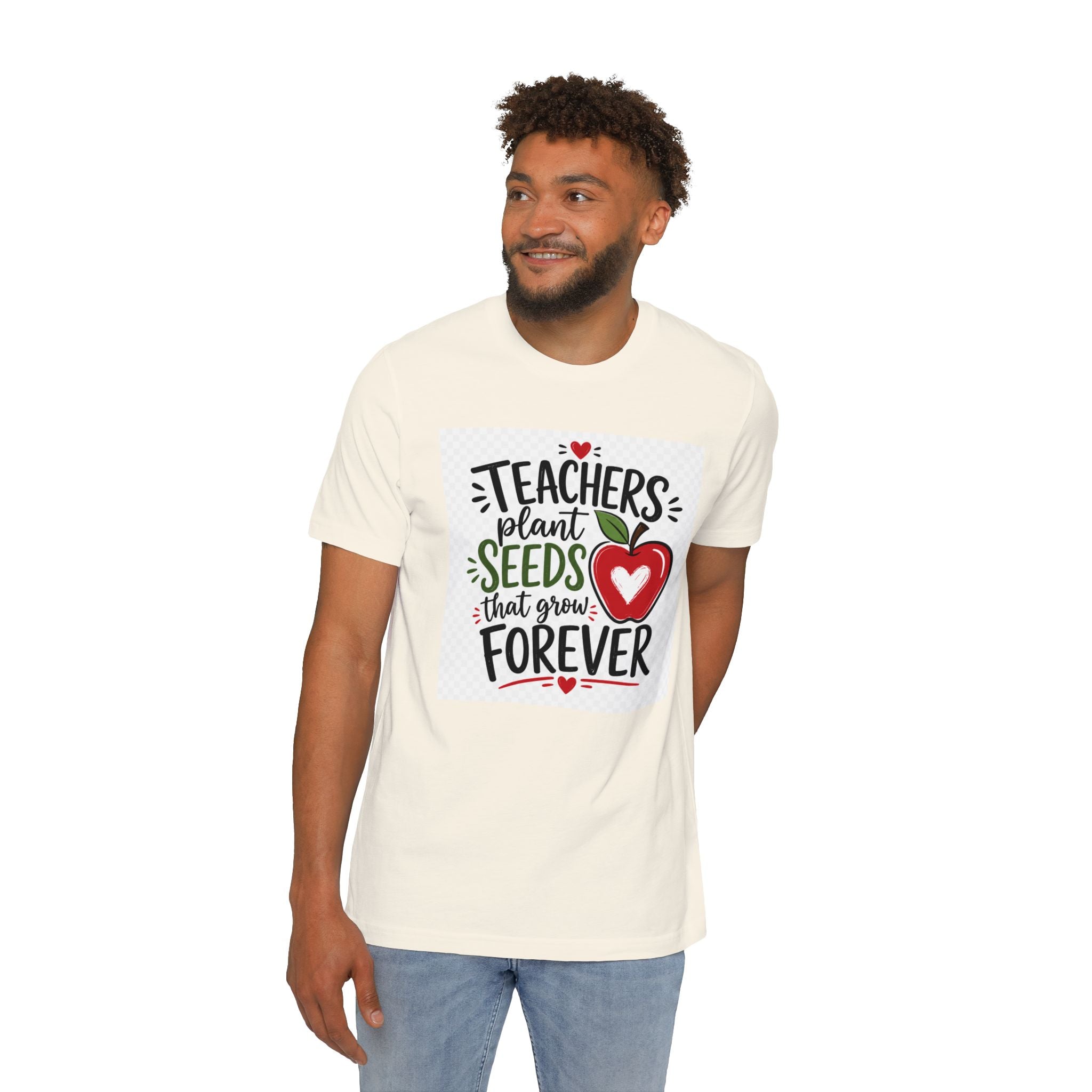 Teacher Appreciation T-Shirt – "Teachers Plant Seeds That Grow Forever" Apple Design