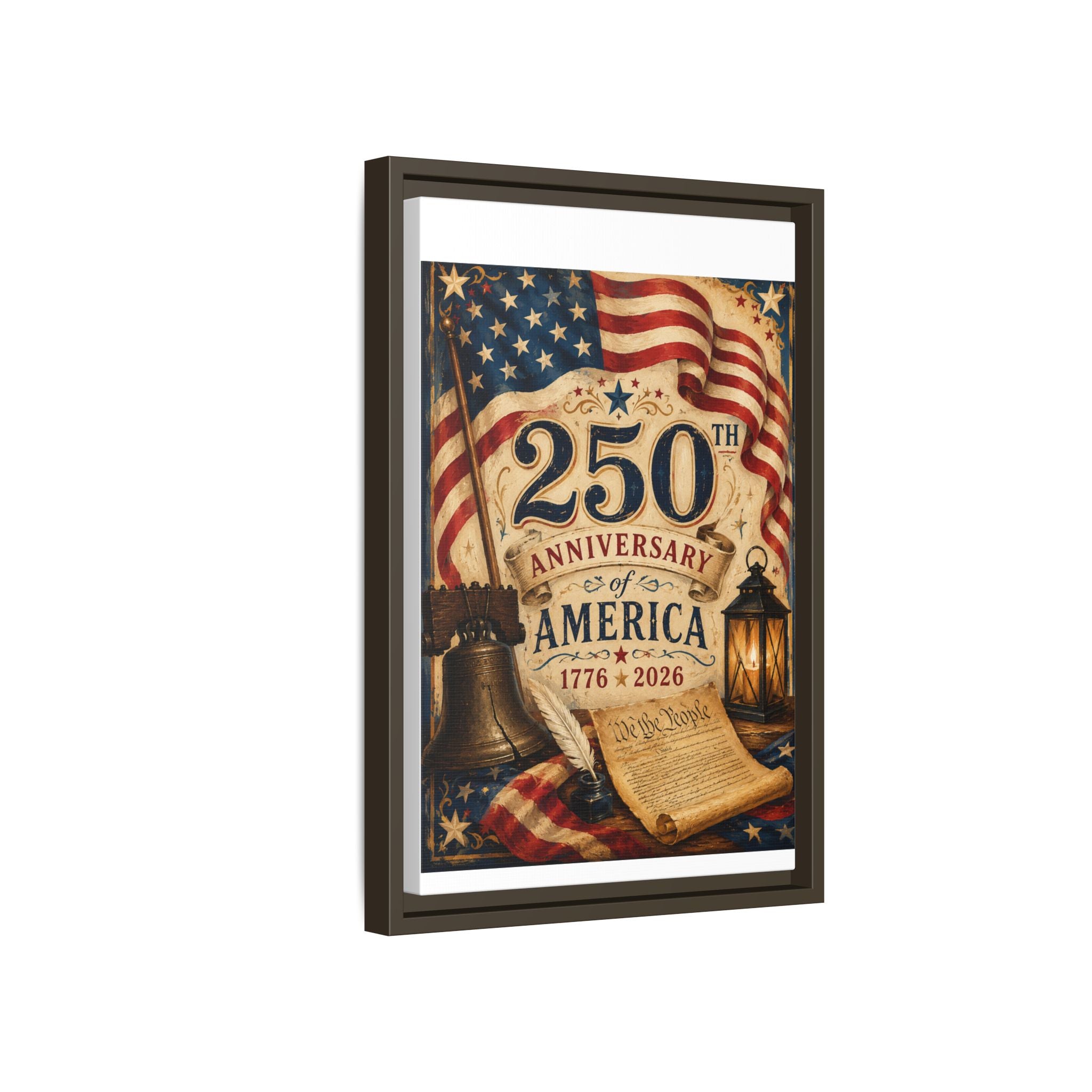 250th Anniversary of America Framed Canvas Print — Patriotic 1776–2026 Wall Art
