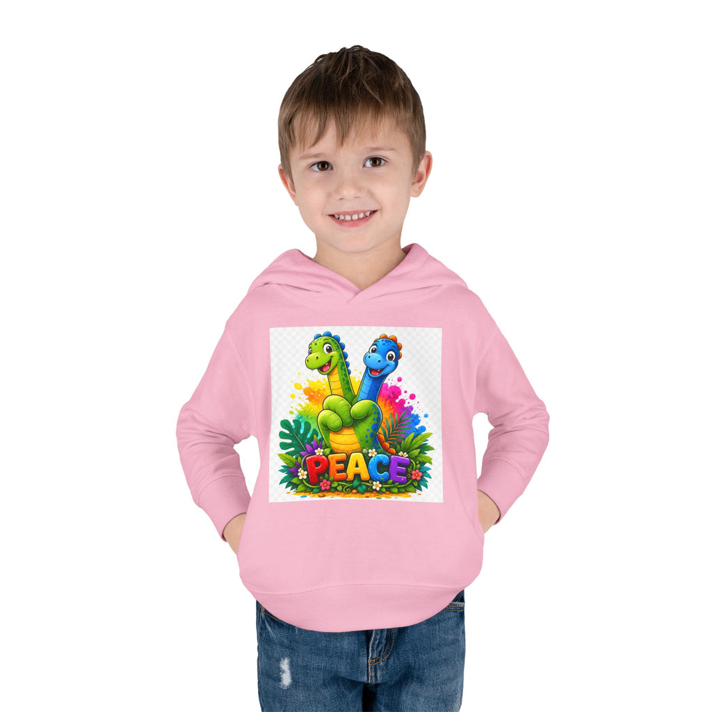 Toddler Hoodie — Colorful Peace Dinosaurs Graphic Pullover