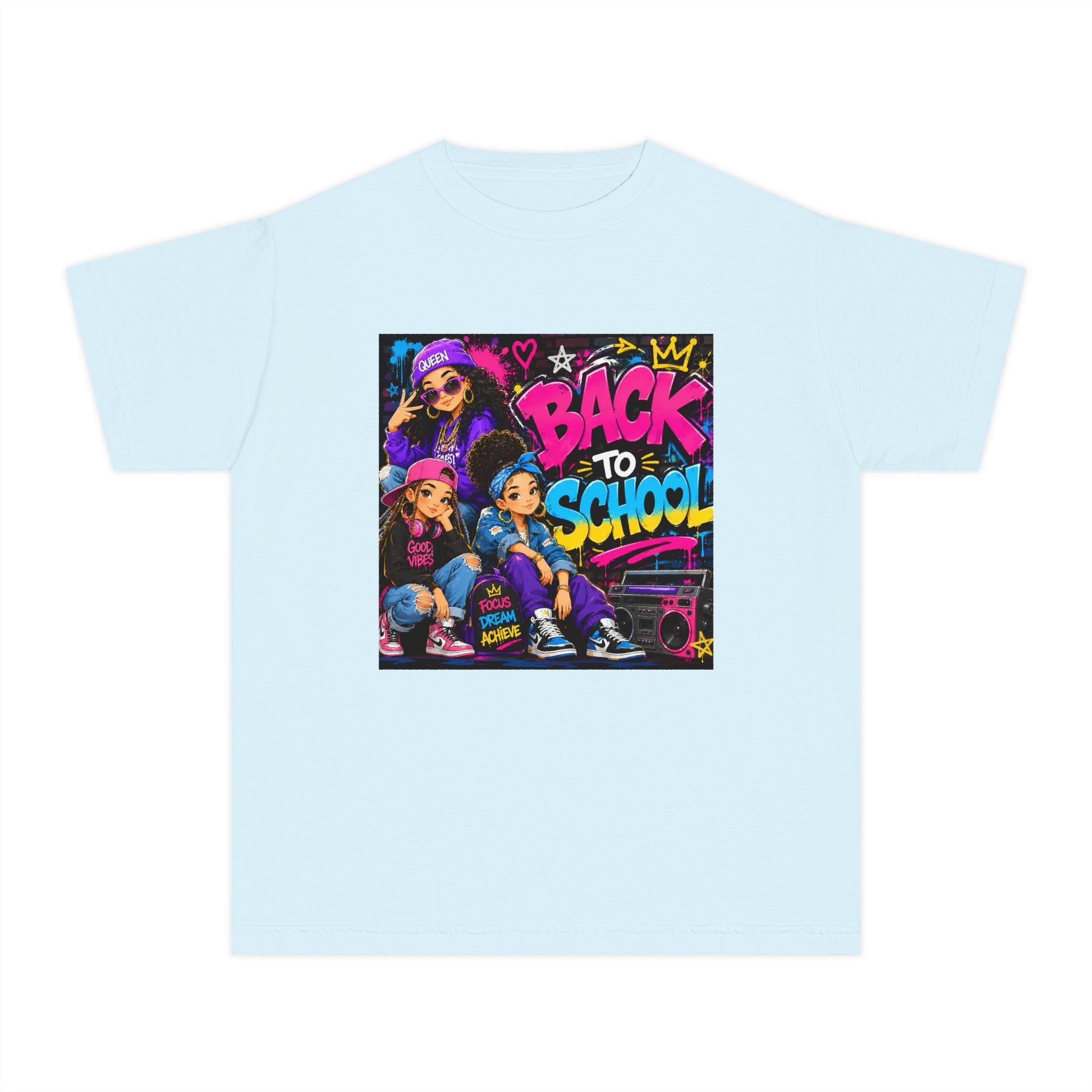 Back to School Youth Tee — Retro Hip-Hop Graphic with Custom Name