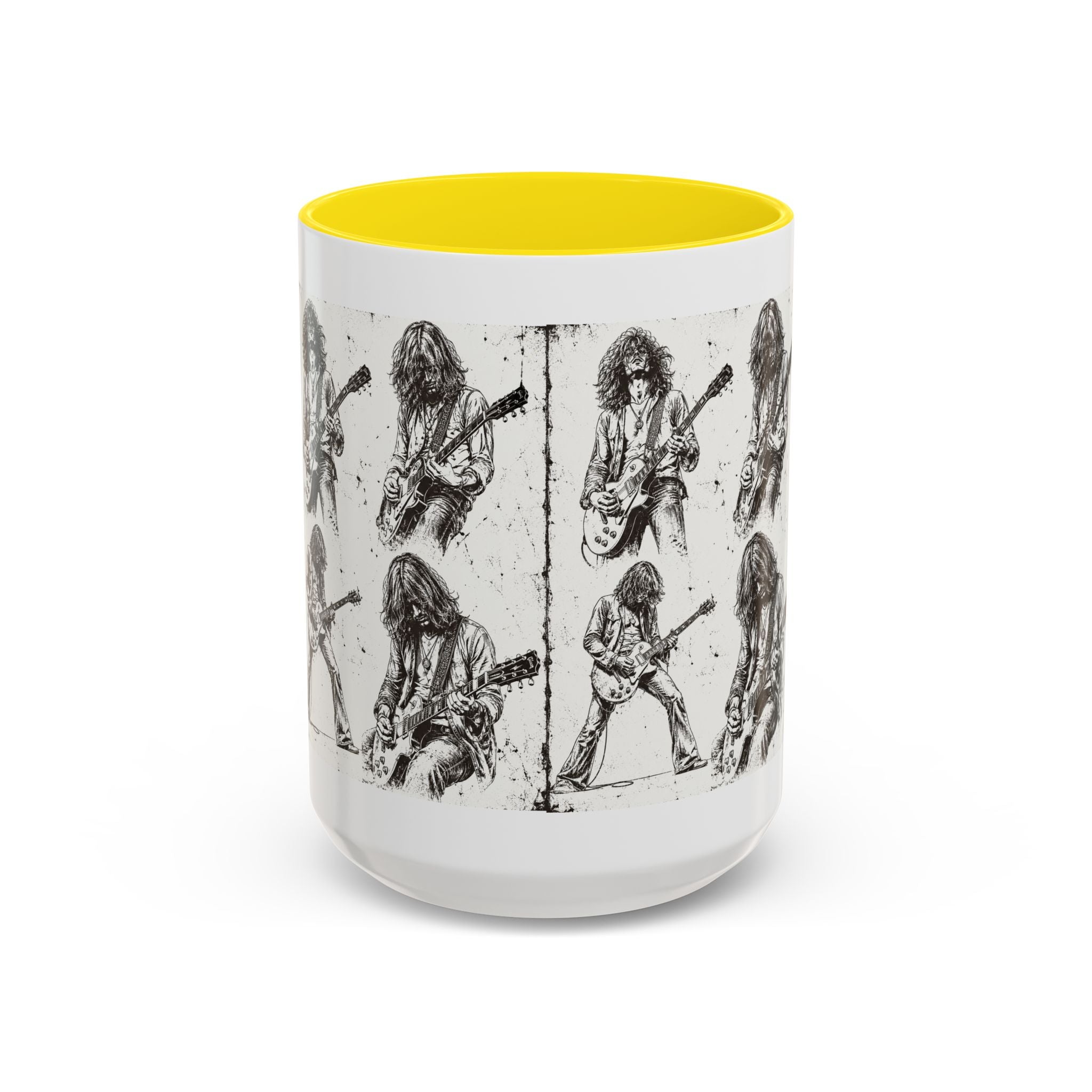 Rock Guitarist Sketch Accent Coffee Mug — Vintage Band Art 11/15oz