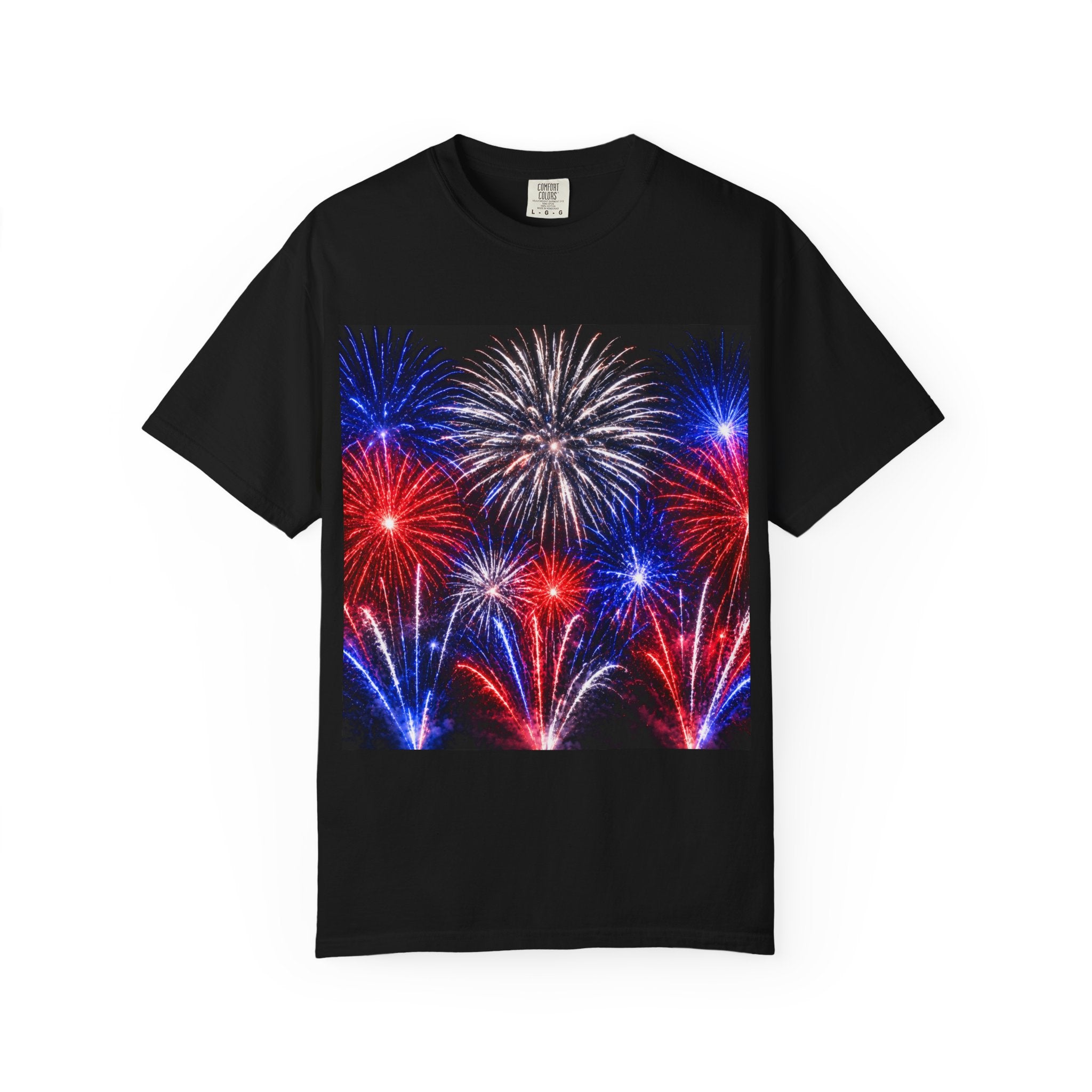 Fireworks Celebration T-Shirt — Red, White & Blue Festival Graphic